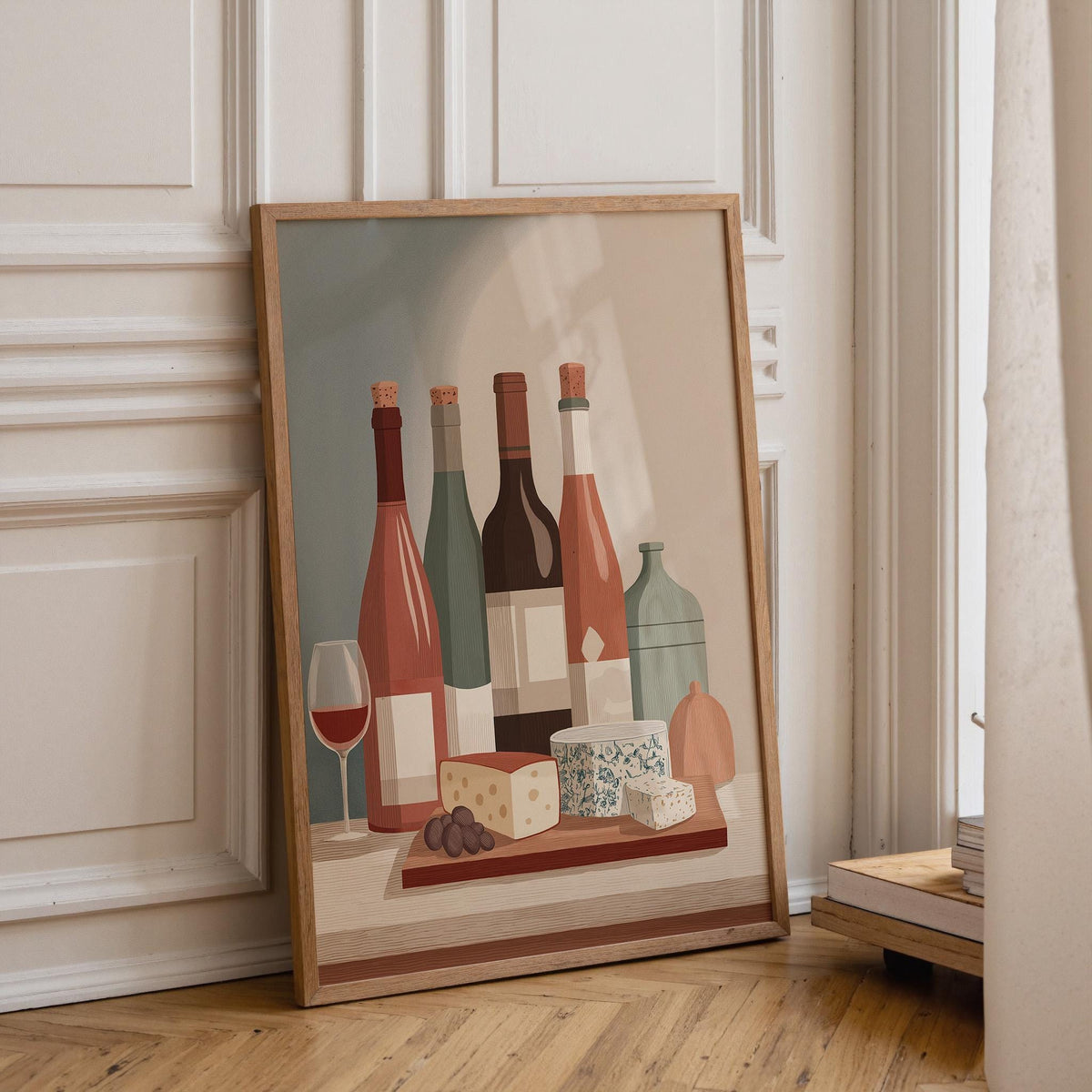 Wine and Cheese Wall Art Print | Rustic Kitchen Dining Room Décor | Still Life Vineyard Artwork | Wine Lover Gift | French...