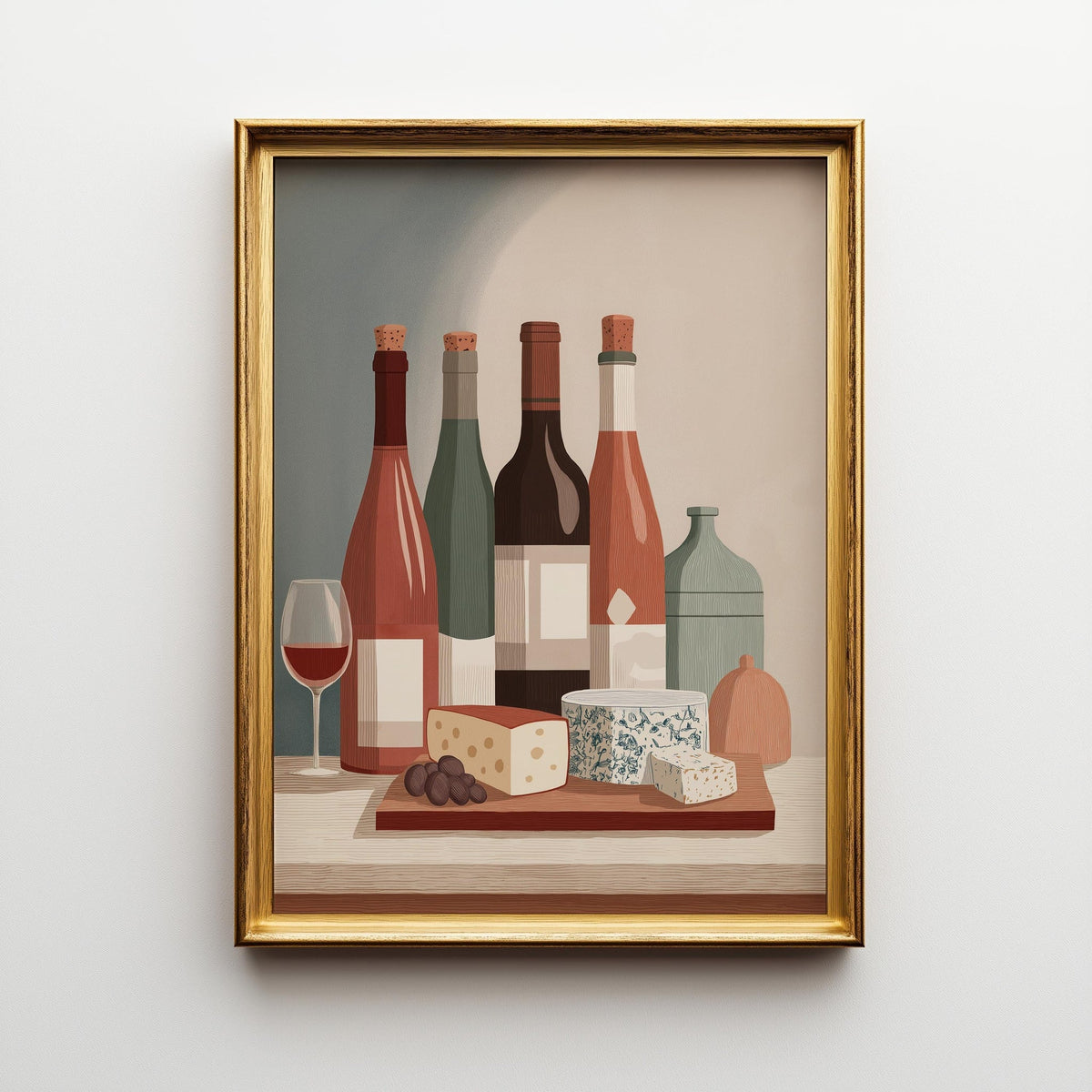 Wine and Cheese Wall Art Print | Rustic Kitchen Dining Room Décor | Still Life Vineyard Artwork | Wine Lover Gift | French...