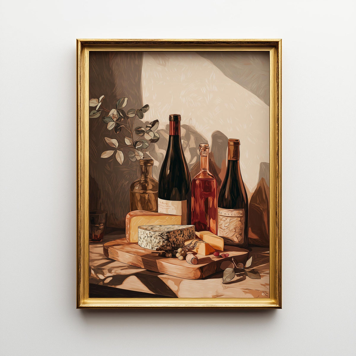 Wine and Cheese Wall Art Print | Rustic Kitchen Dining Room Décor | Still Life Vineyard Artwork | Wine Lover Gift | French...