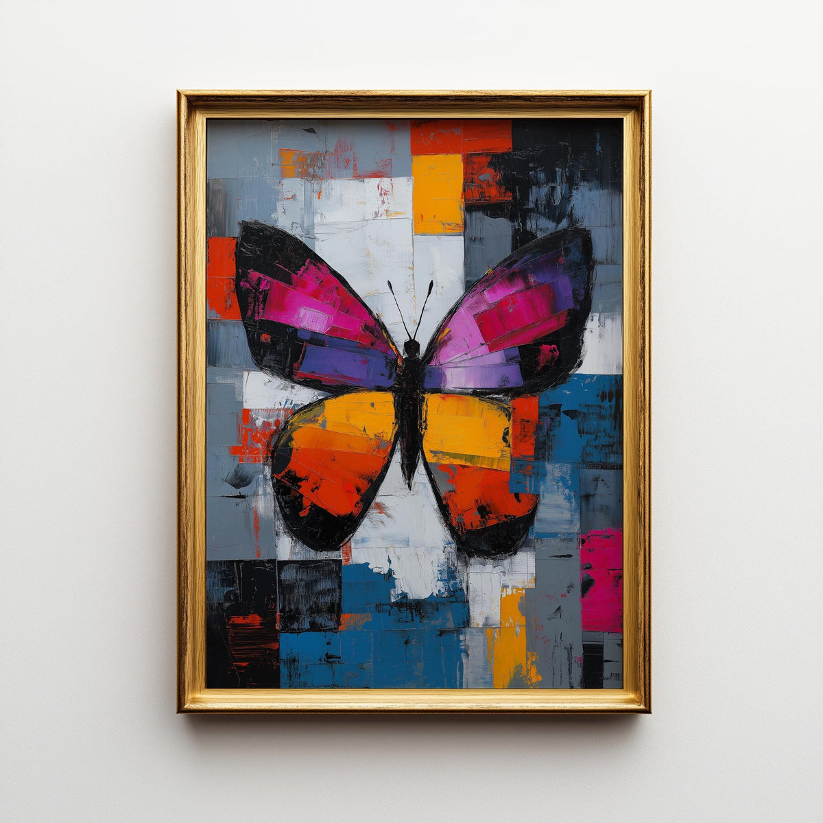 Abstract Butterfly Wall Art, Modern Colourful Butterfly Print, Contemporary Statement Wall Décor by The Wall Art Studio -...