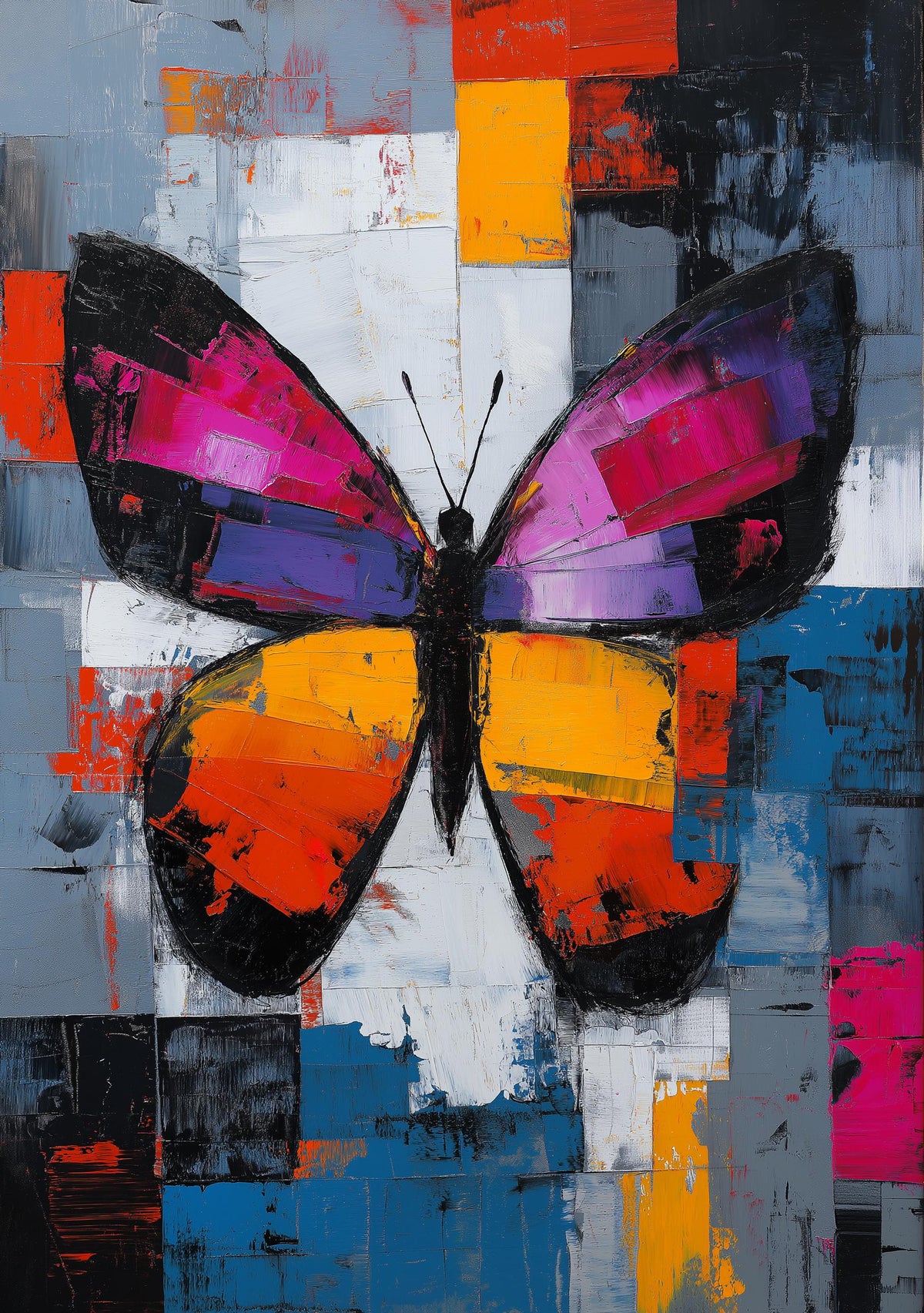 Abstract Butterfly Wall Art, Modern Colourful Butterfly Print, Contemporary Statement Wall Décor by The Wall Art Studio -...