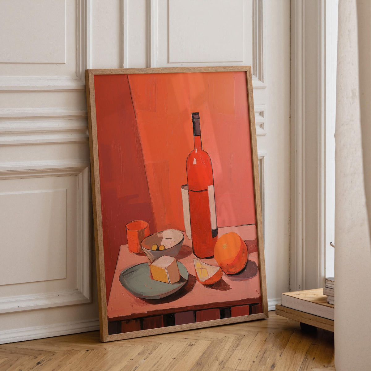 Abstract Food Print, Mediterranean Lemon Wine Poster, Colorful Kitchen Art by The Wall Art Studio - physical