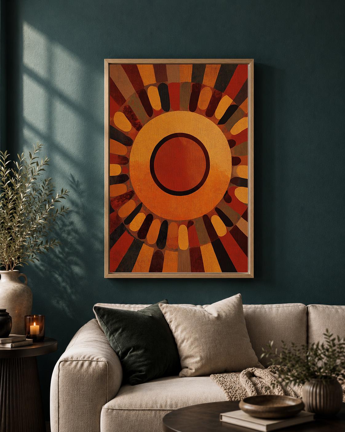 Abstract Geometric Framed Canvas, Art Deco Wall Art, Modern Neutral Canvas, Black Rust Geometric Print, Contemporary Decor...