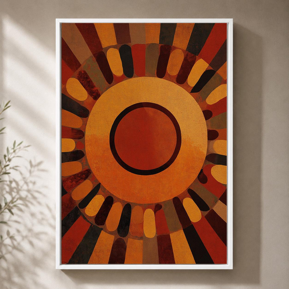Abstract Geometric Framed Canvas, Art Deco Wall Art, Modern Neutral Canvas, Black Rust Geometric Print, Contemporary Decor...