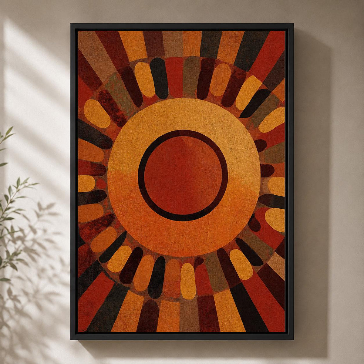 Abstract Geometric Framed Canvas, Art Deco Wall Art, Modern Neutral Canvas, Black Rust Geometric Print, Contemporary Decor...