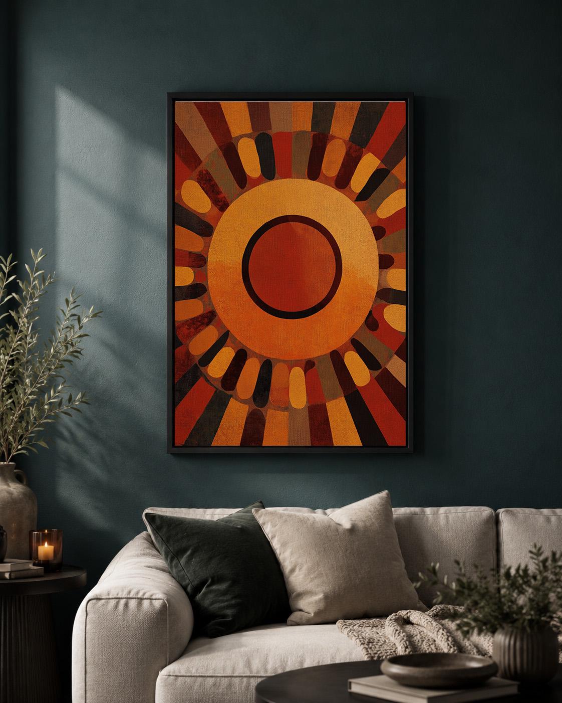 Abstract Geometric Framed Canvas, Art Deco Wall Art, Modern Neutral Canvas, Black Rust Geometric Print, Contemporary Decor...