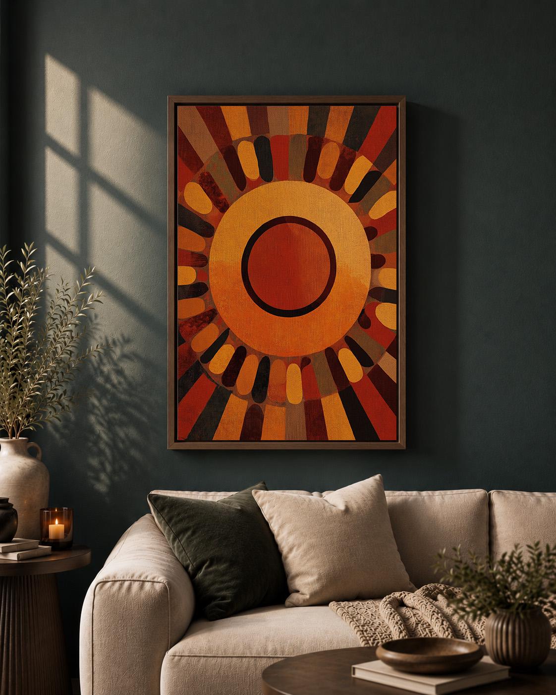 Abstract Geometric Framed Canvas, Art Deco Wall Art, Modern Neutral Canvas, Black Rust Geometric Print, Contemporary Decor...