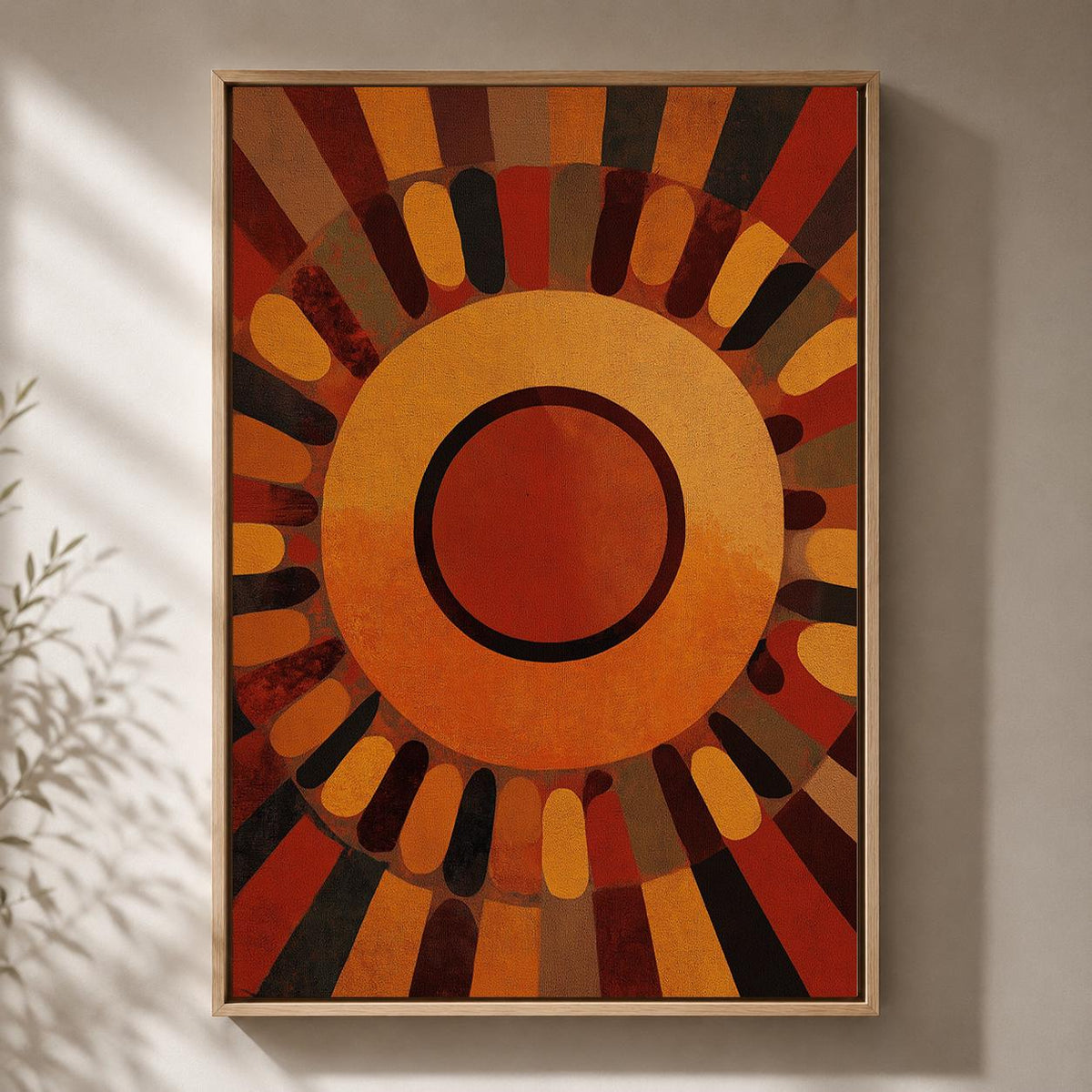 Abstract Geometric Framed Canvas, Art Deco Wall Art, Modern Neutral Canvas, Black Rust Geometric Print, Contemporary Decor...