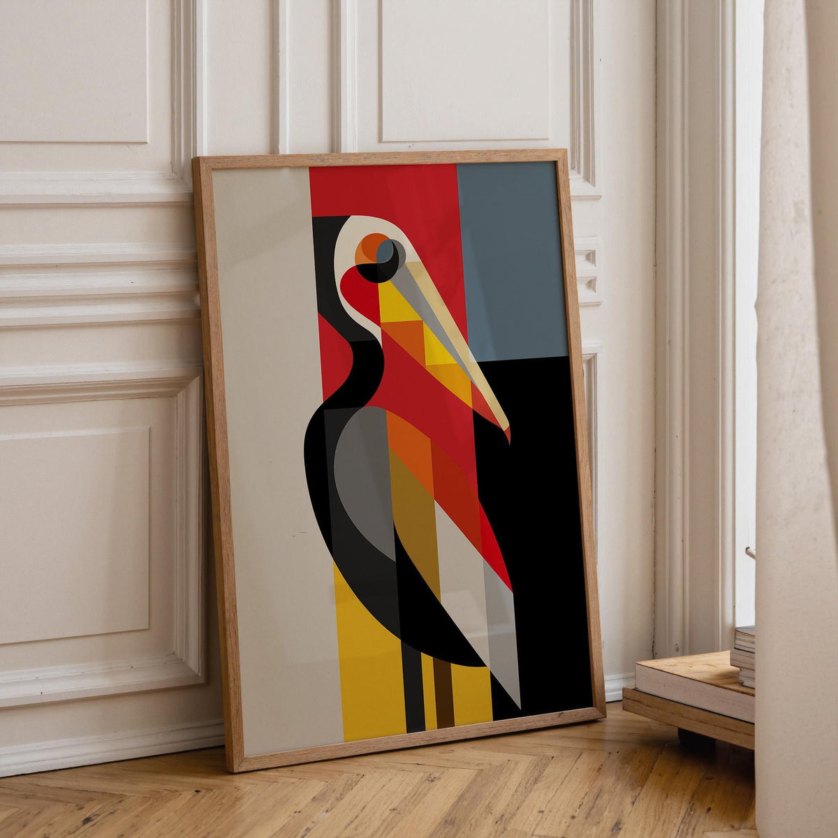 Abstract Pelican Geometric Bird Print, Mid Century Coastal Poster by The Wall Art Studio - physical