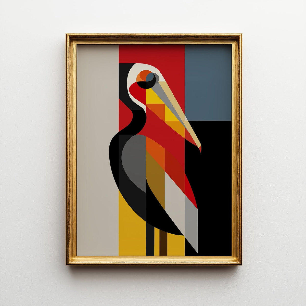 Abstract Pelican Geometric Bird Print, Mid Century Coastal Poster by The Wall Art Studio - physical