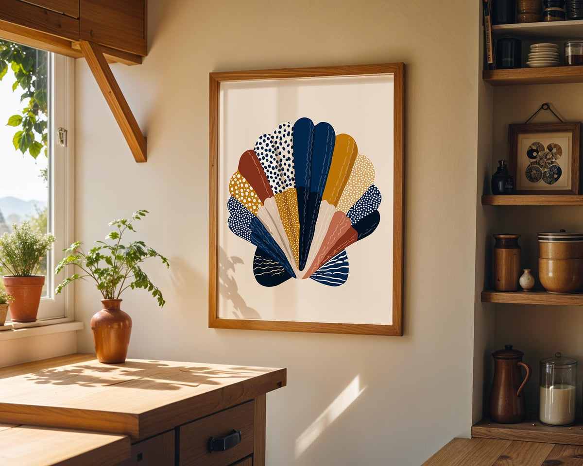 Abstract Seashell Print, Coastal Boho Wall Art, Modern Beach House Decor by The Wall Art Studio - physical