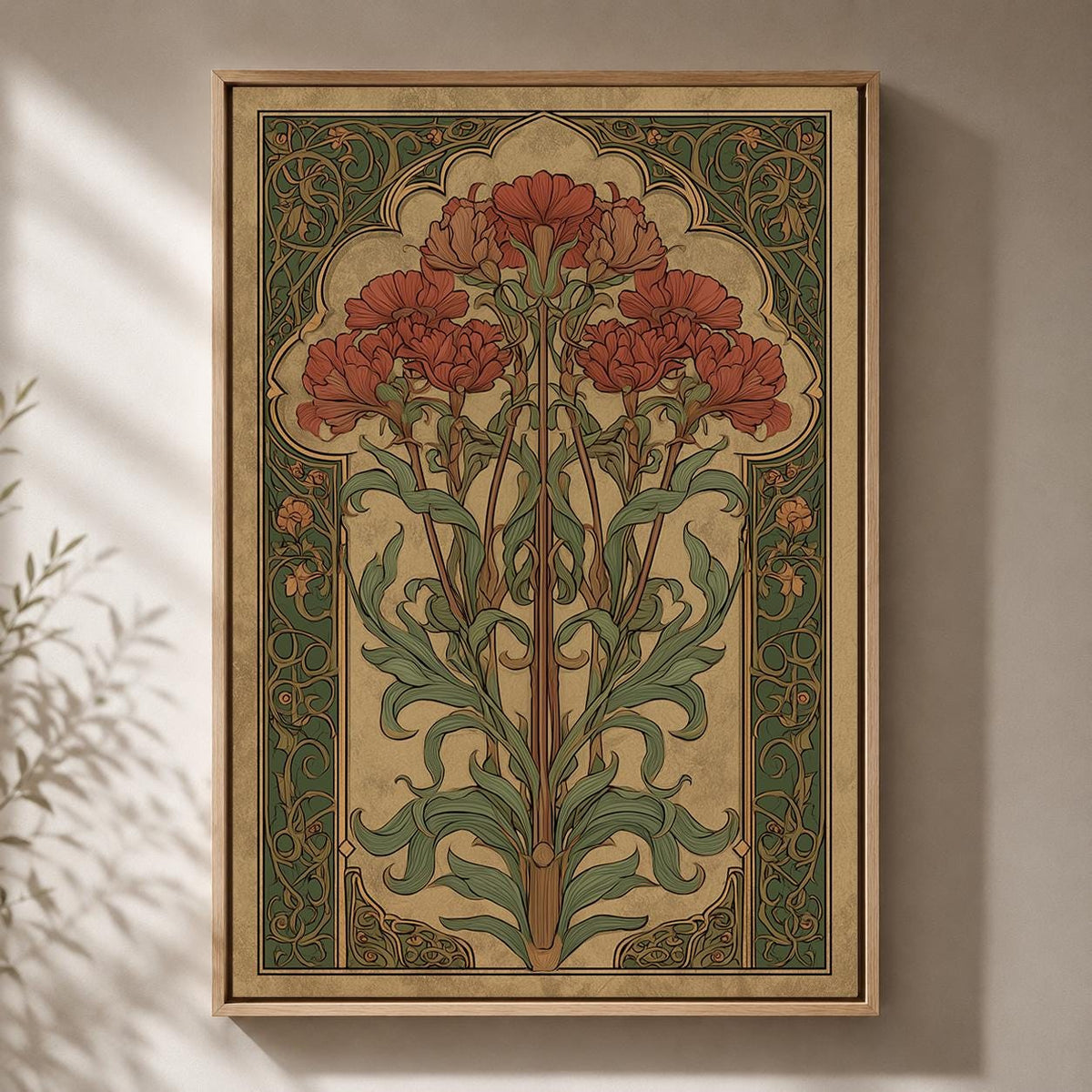 Art Nouveau Floral Framed Canvas Art, William Morris Style Botanical Print, Framed Wall Decor by The Wall Art Studio - phy...