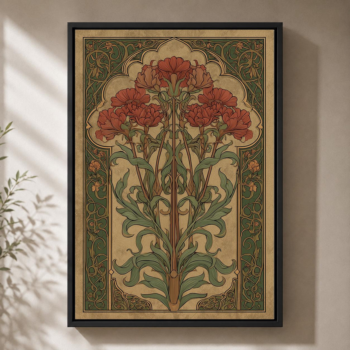 Art Nouveau Floral Framed Canvas Art, William Morris Style Botanical Print, Framed Wall Decor by The Wall Art Studio - phy...