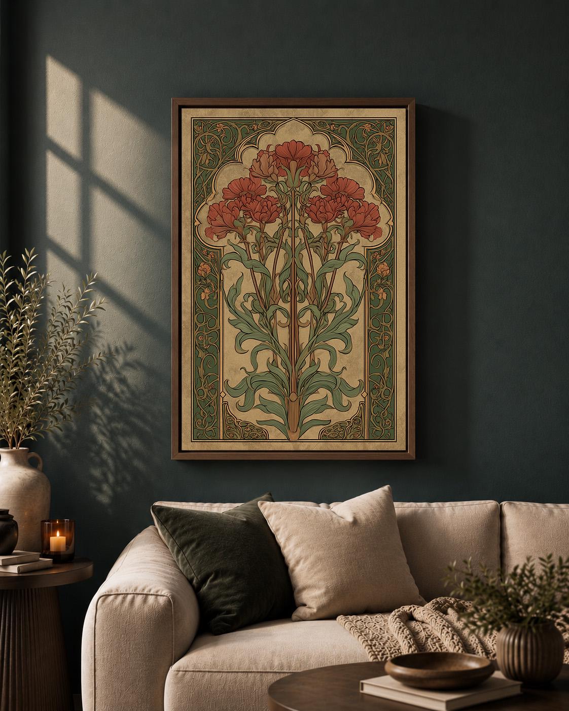 Art Nouveau Floral Framed Canvas Art, William Morris Style Botanical Print, Framed Wall Decor by The Wall Art Studio - phy...