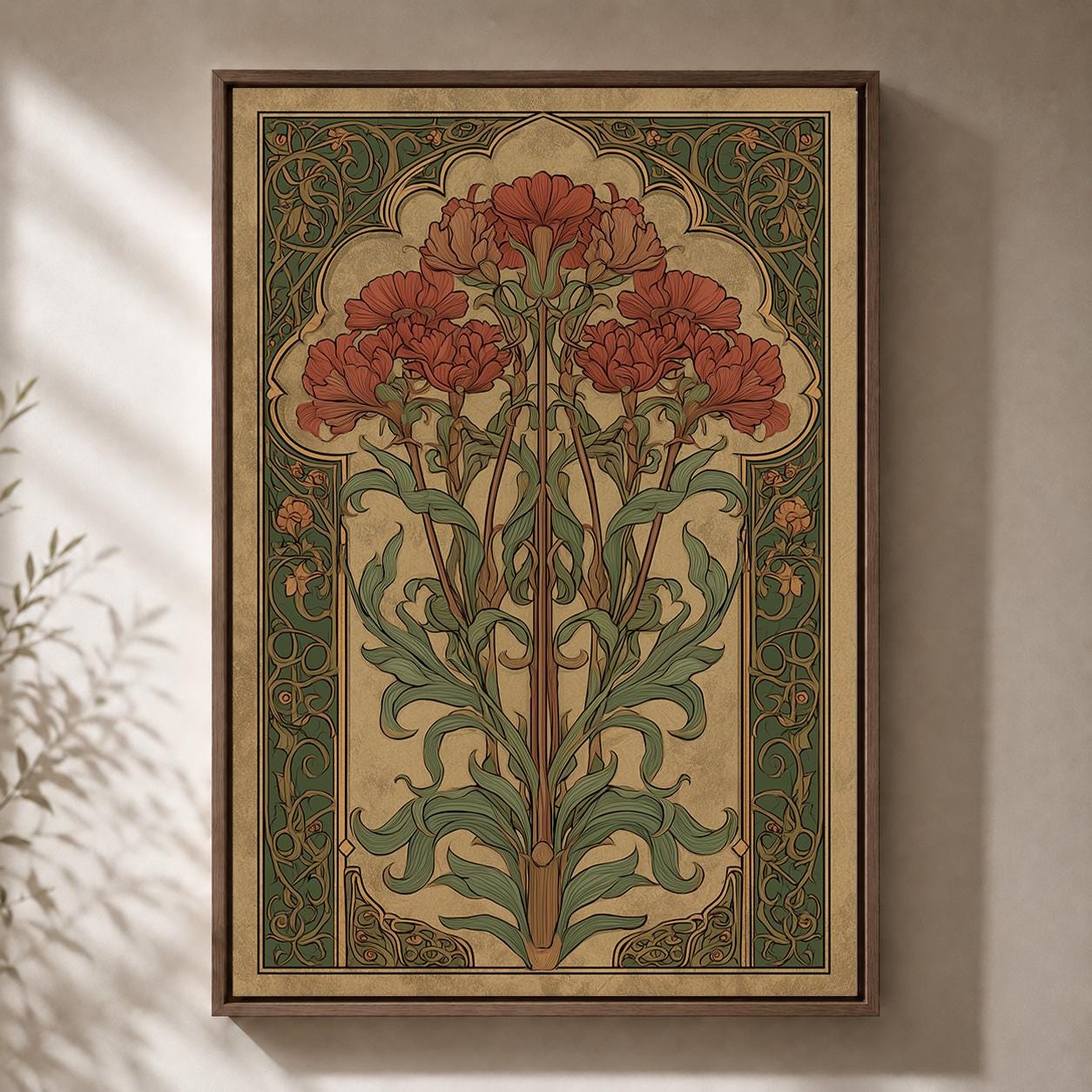 Art Nouveau Floral Framed Canvas Art, William Morris Style Botanical Print, Framed Wall Decor by The Wall Art Studio - phy...