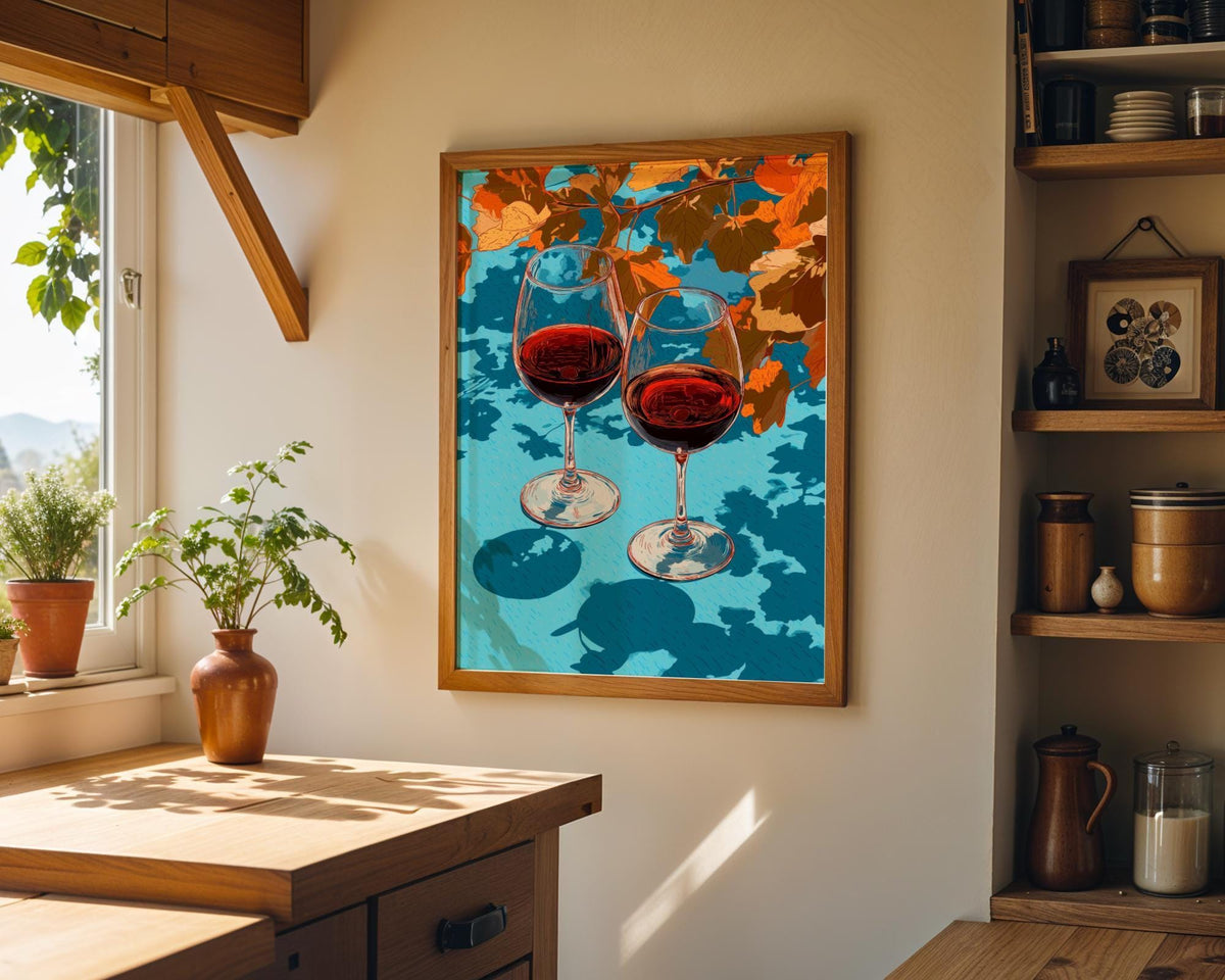 Autumn Wine Bottle Print | Rustic Fall Floral Kitchen Wall Art Poster | Autumn Wall Art Print | Fall Art | Kitchen Wall Ar...