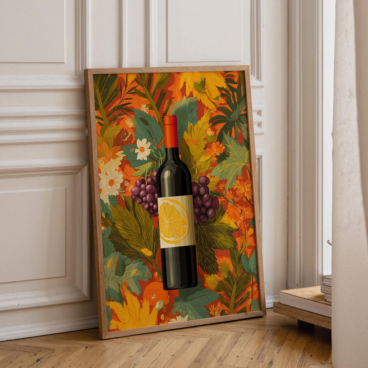 Autumn Wine Bottle Print | Rustic Fall Floral Kitchen Wall Art Poster | Autumn Wall Art Print | Fall Art | Kitchen Wall Ar...