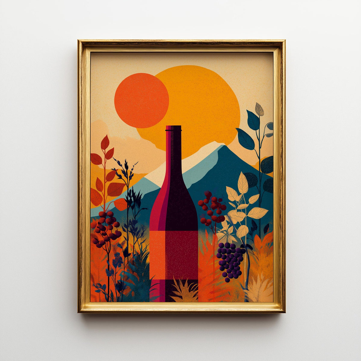 Autumn Wine Bottle Print | Rustic Fall Floral Kitchen Wall Art Poster | Autumn Wall Art Print | Fall Art | Kitchen Wall Ar...