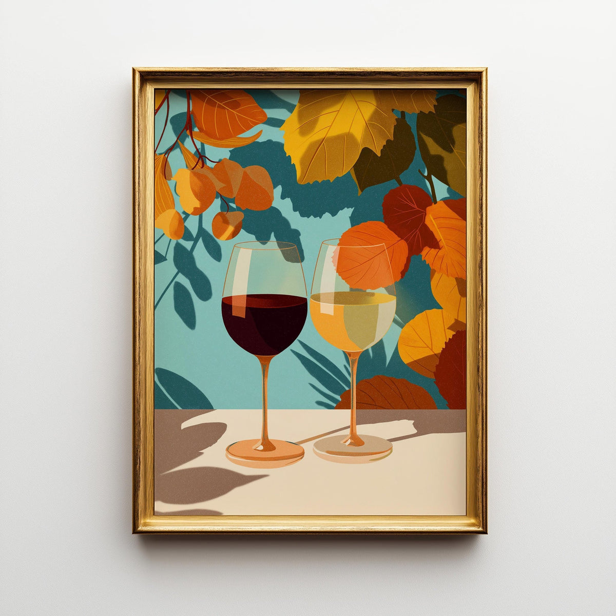 Autumn Wine Bottle Print | Rustic Fall Floral Kitchen Wall Art Poster | Autumn Wall Art Print | Fall Art | Kitchen Wall Ar...