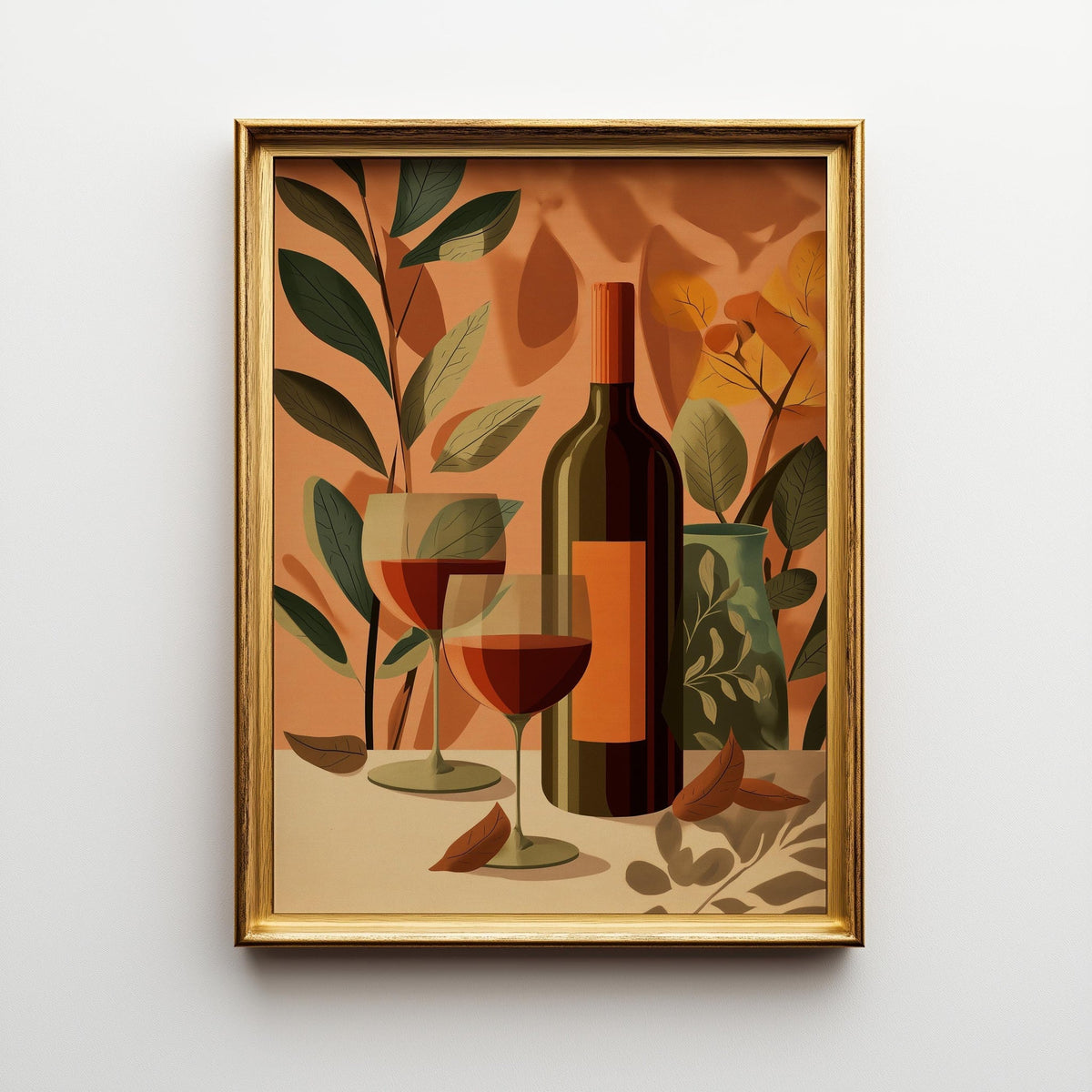 Autumn Wine Bottle Print | Rustic Fall Floral Kitchen Wall Art Poster | Autumn Wall Art Print | Fall Art | Kitchen Wall Ar...