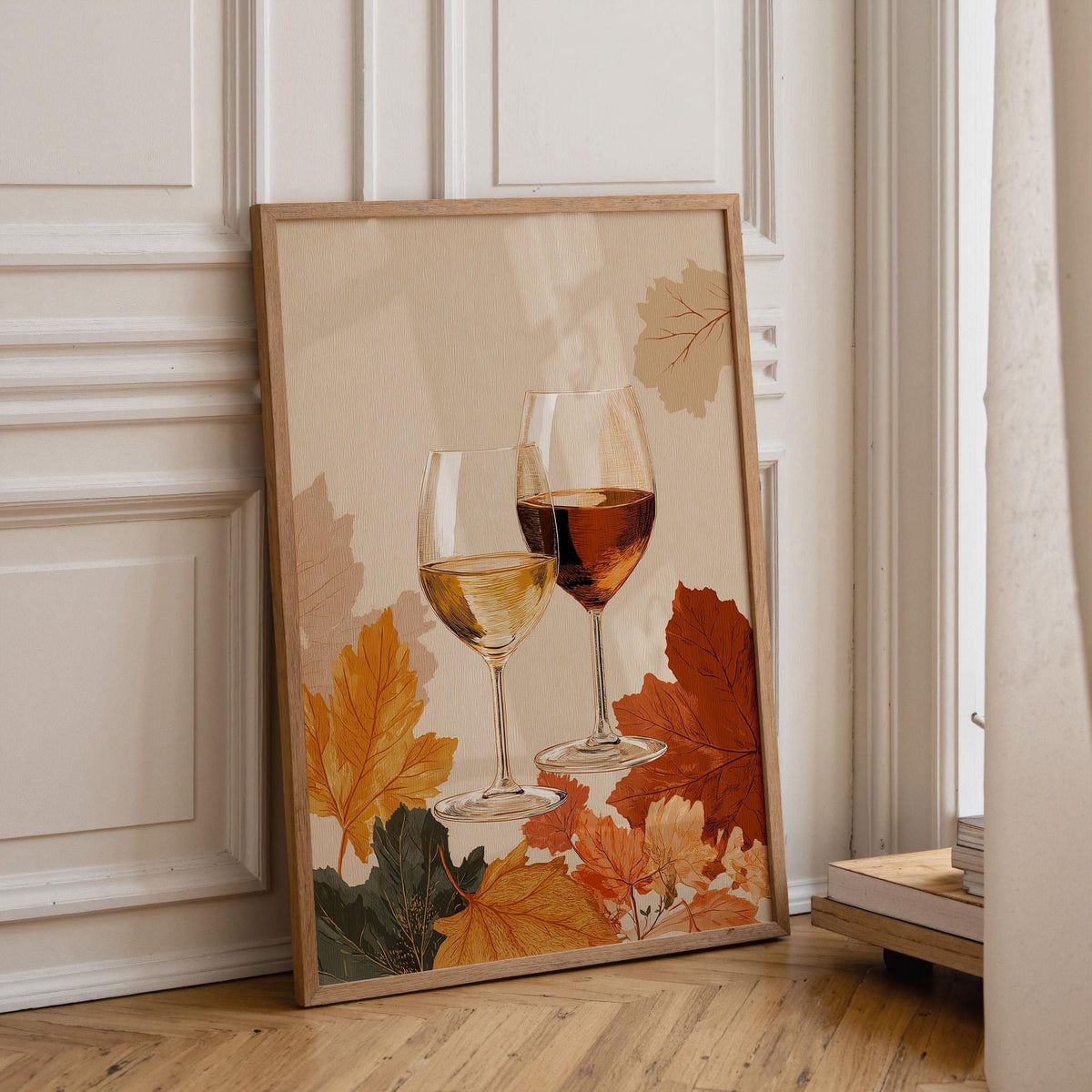 Autumn Wine Bottle Print | Rustic Fall Floral Kitchen Wall Art Poster | Autumn Wall Art Print | Fall Art | Kitchen Wall Ar...
