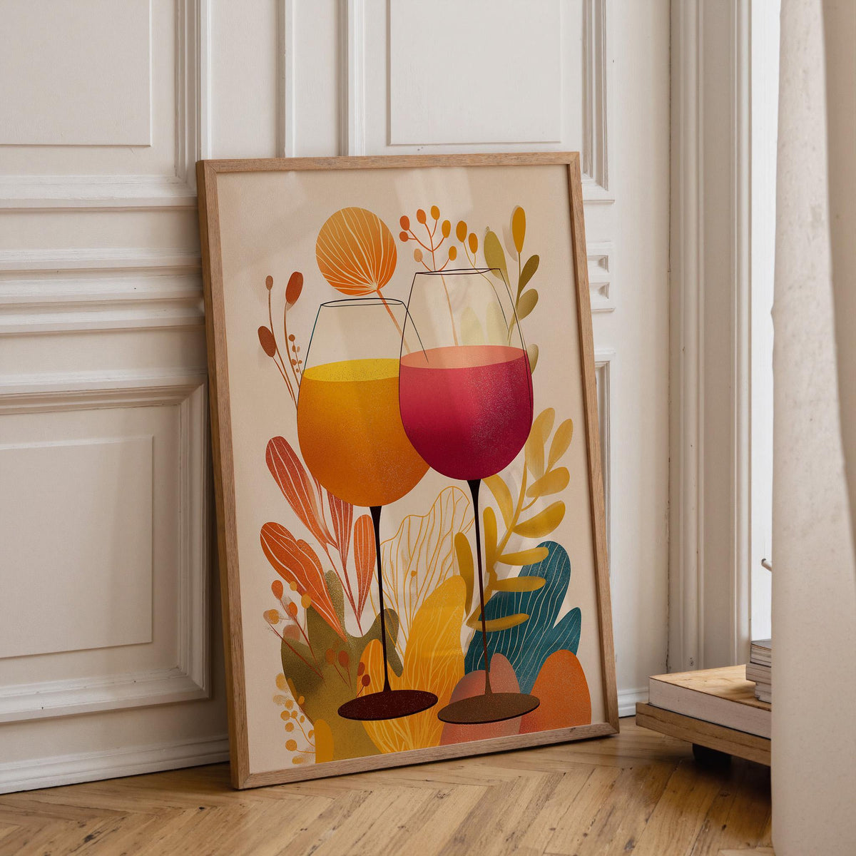 Autumn Wine Bottle Print | Rustic Fall Floral Kitchen Wall Art Poster | Autumn Wall Art Print | Fall Art | Kitchen Wall Ar...