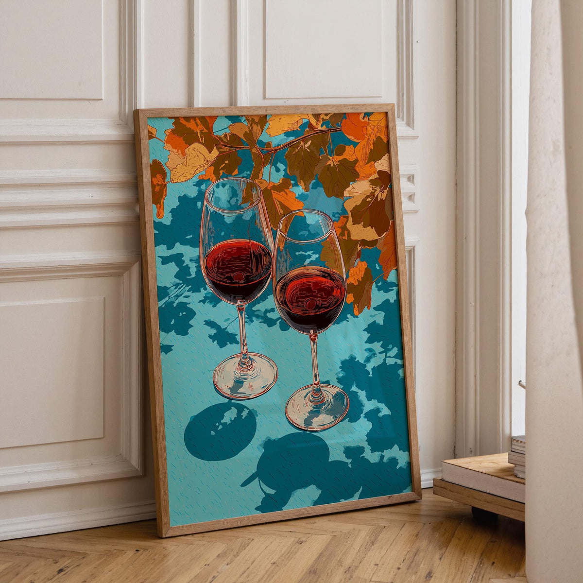Autumn Wine Bottle Print | Rustic Fall Floral Kitchen Wall Art Poster | Autumn Wall Art Print | Fall Art | Kitchen Wall Ar...