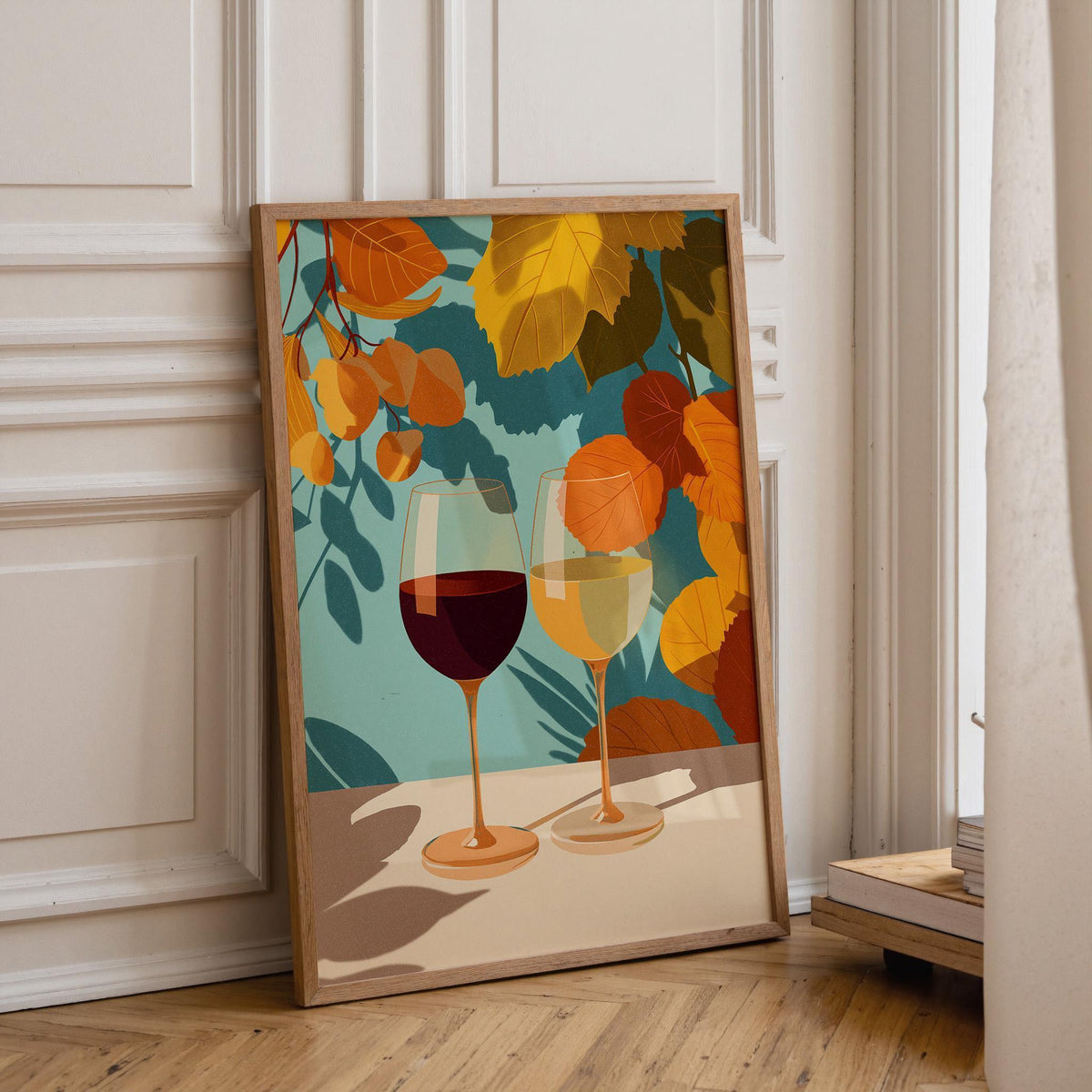Autumn Wine Bottle Print | Rustic Fall Floral Kitchen Wall Art Poster | Autumn Wall Art Print | Fall Art | Kitchen Wall Ar...