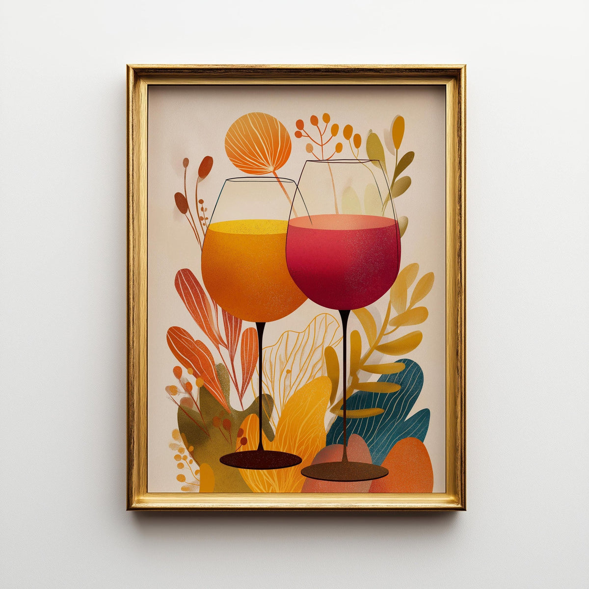 Autumn Wine Bottle Print | Rustic Fall Floral Kitchen Wall Art Poster | Autumn Wall Art Print | Fall Art | Kitchen Wall Ar...