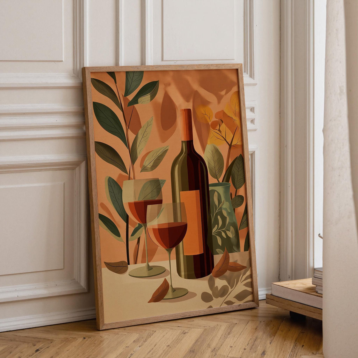 Autumn Wine Bottle Print | Rustic Fall Floral Kitchen Wall Art Poster | Autumn Wall Art Print | Fall Art | Kitchen Wall Ar...