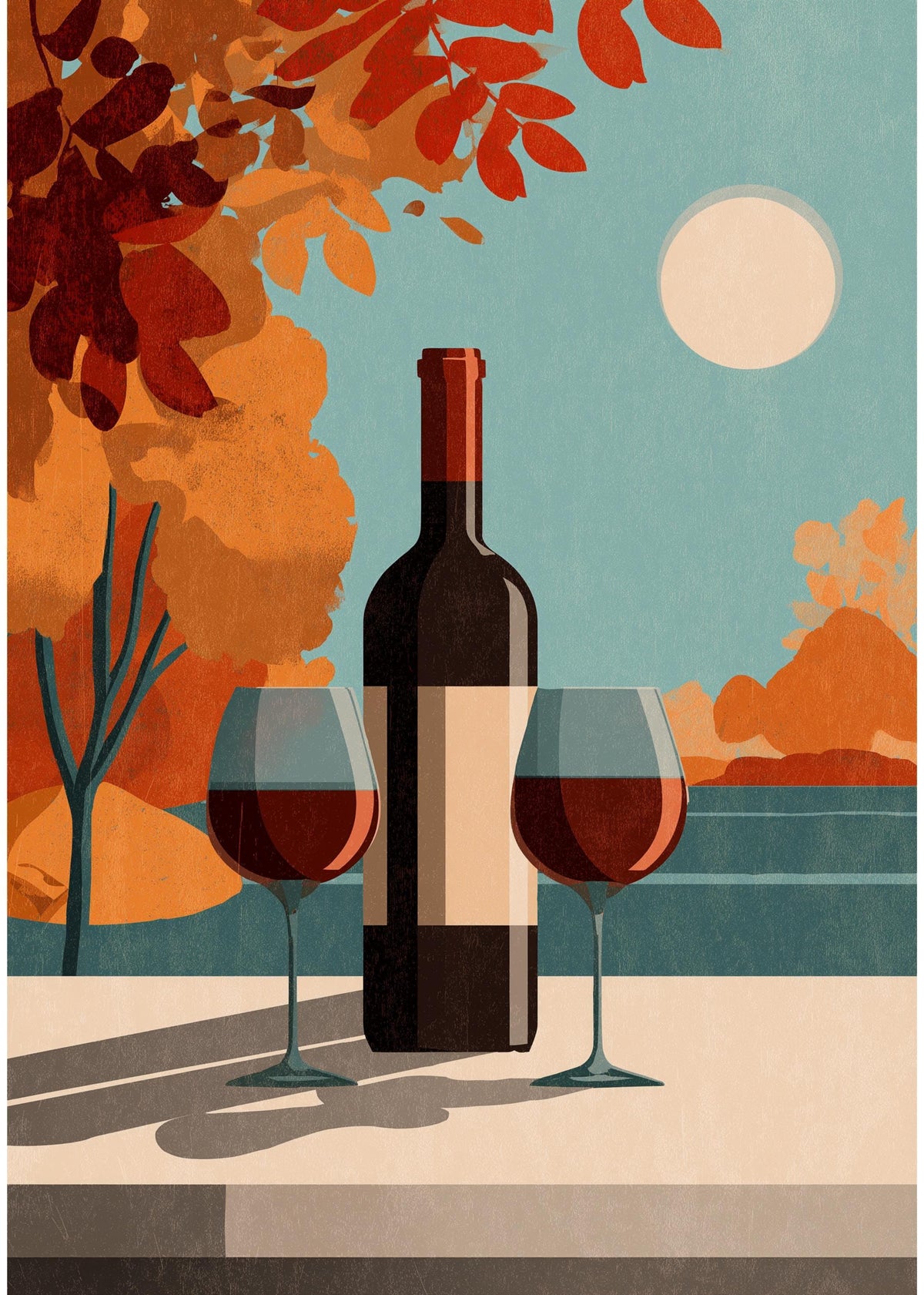 Autumn Wine Bottle Print | Rustic Fall Floral Kitchen Wall Art Poster | Autumn Wall Art Print | Fall Art | Kitchen Wall Ar...