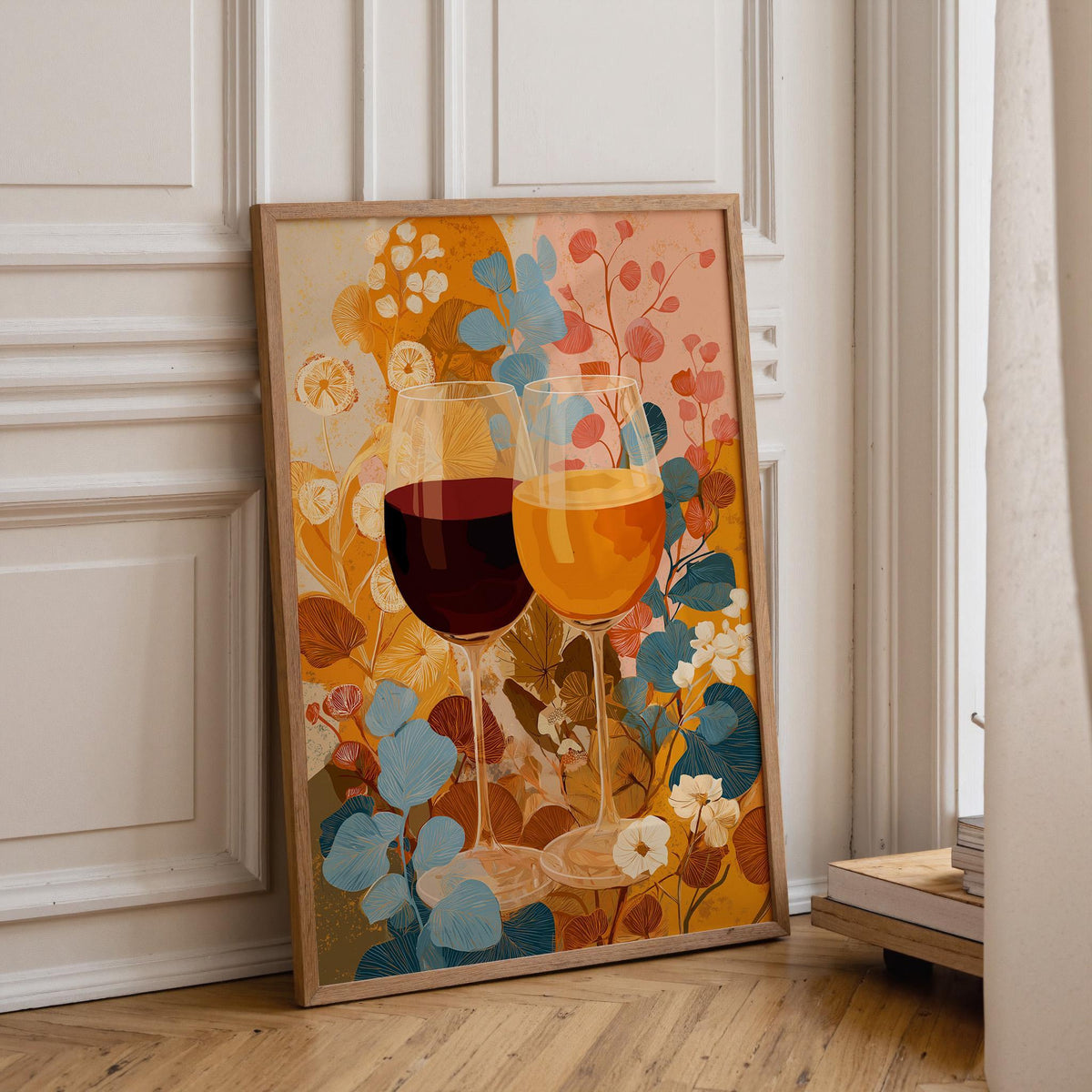 Autumn Wine Bottle Print | Rustic Fall Floral Kitchen Wall Art Poster | Autumn Wall Art Print | Fall Art | Kitchen Wall Ar...