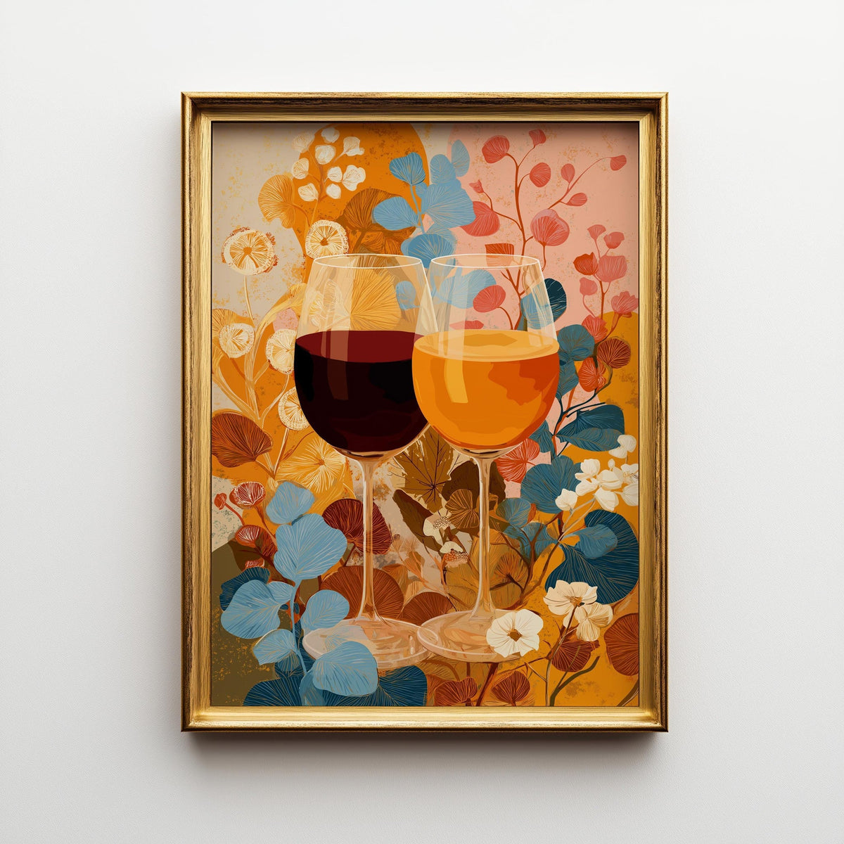 Autumn Wine Bottle Print | Rustic Fall Floral Kitchen Wall Art Poster | Autumn Wall Art Print | Fall Art | Kitchen Wall Ar...