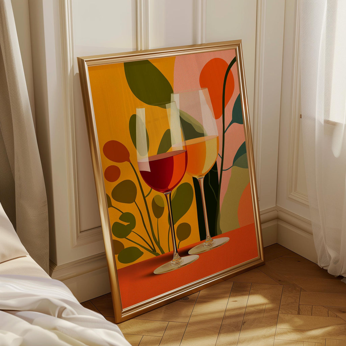 Autumn Wine Bottle Print | Rustic Fall Floral Kitchen Wall Art Poster | Autumn Wall Art Print | Fall Art | Kitchen Wall Ar...