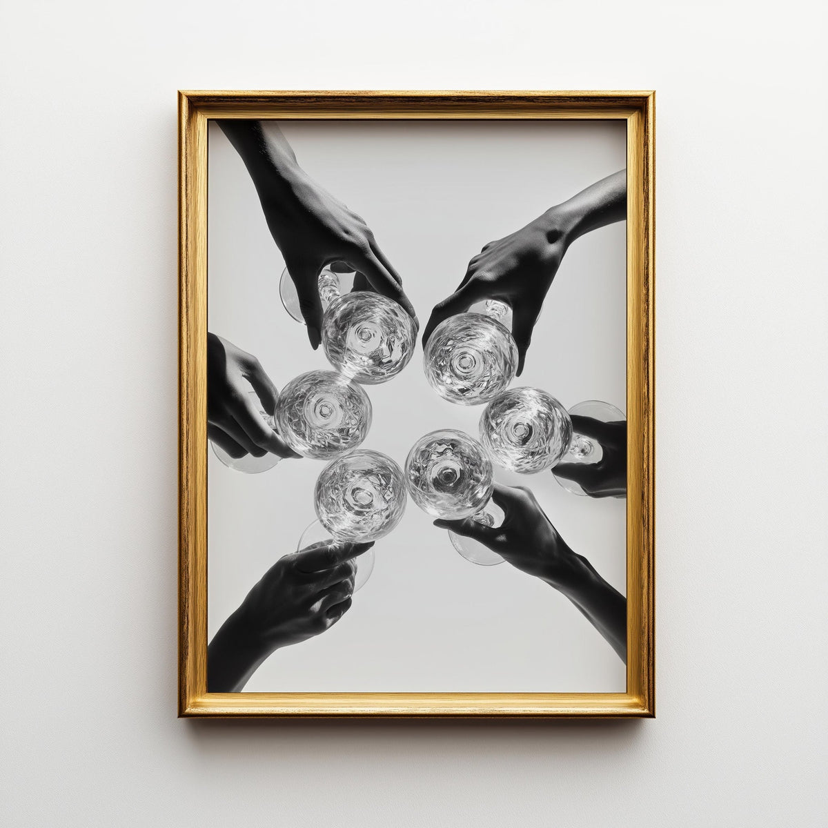 Black and White Cocktail Wall Art Print, Martini Toast Photography Poster, Modern Wine Bar Décor, Minimalist Drink Art by...