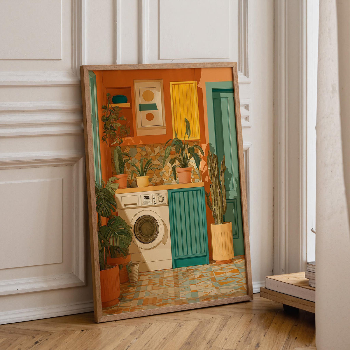 Colorful Laundry Room Wall Art, Retro Laundry Print, Maximalist Home Decor, Mid Century Utility Room Art (Framed Option) b...