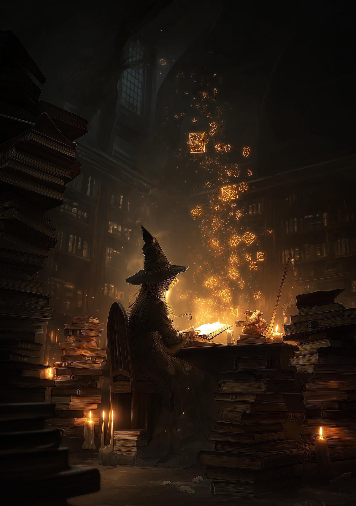 Dark Academia Witch Wall Art, Magical Library Print, Wizard Study Poster, Fantasy Book Room Décor, Gothic Academia Art, Wi...