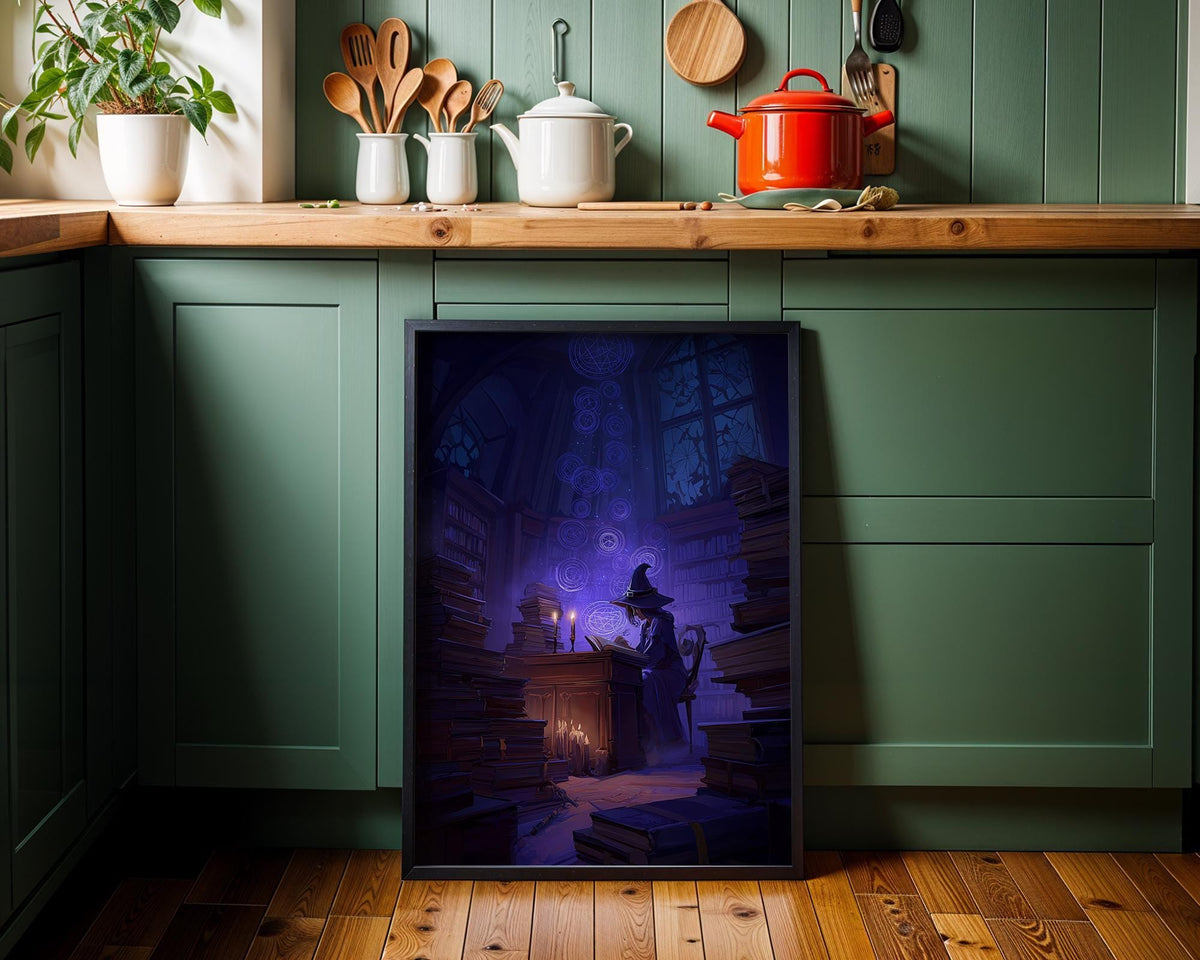 Dark Academia Witch Wall Art, Magical Library Print, Wizard Study Poster, Fantasy Book Room Décor, Gothic Academia Art, Wi...
