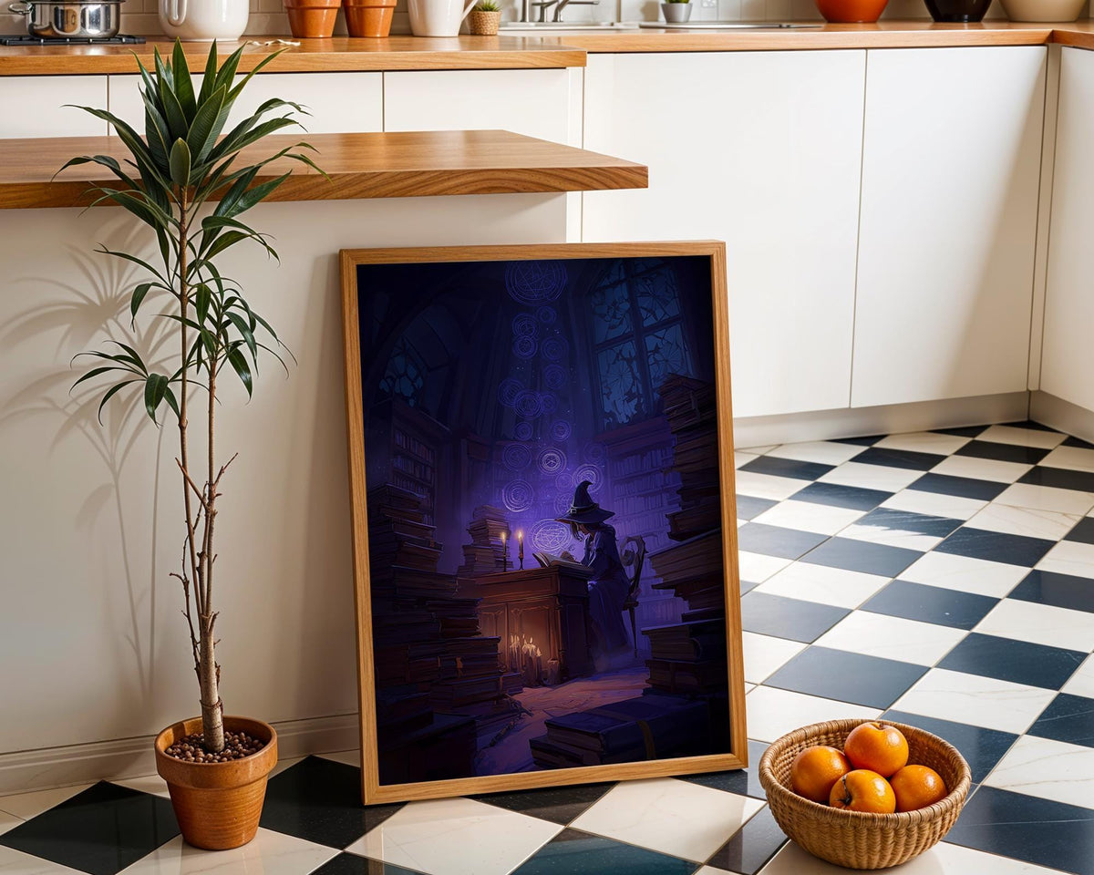 Dark Academia Witch Wall Art, Magical Library Print, Wizard Study Poster, Fantasy Book Room Décor, Gothic Academia Art, Wi...