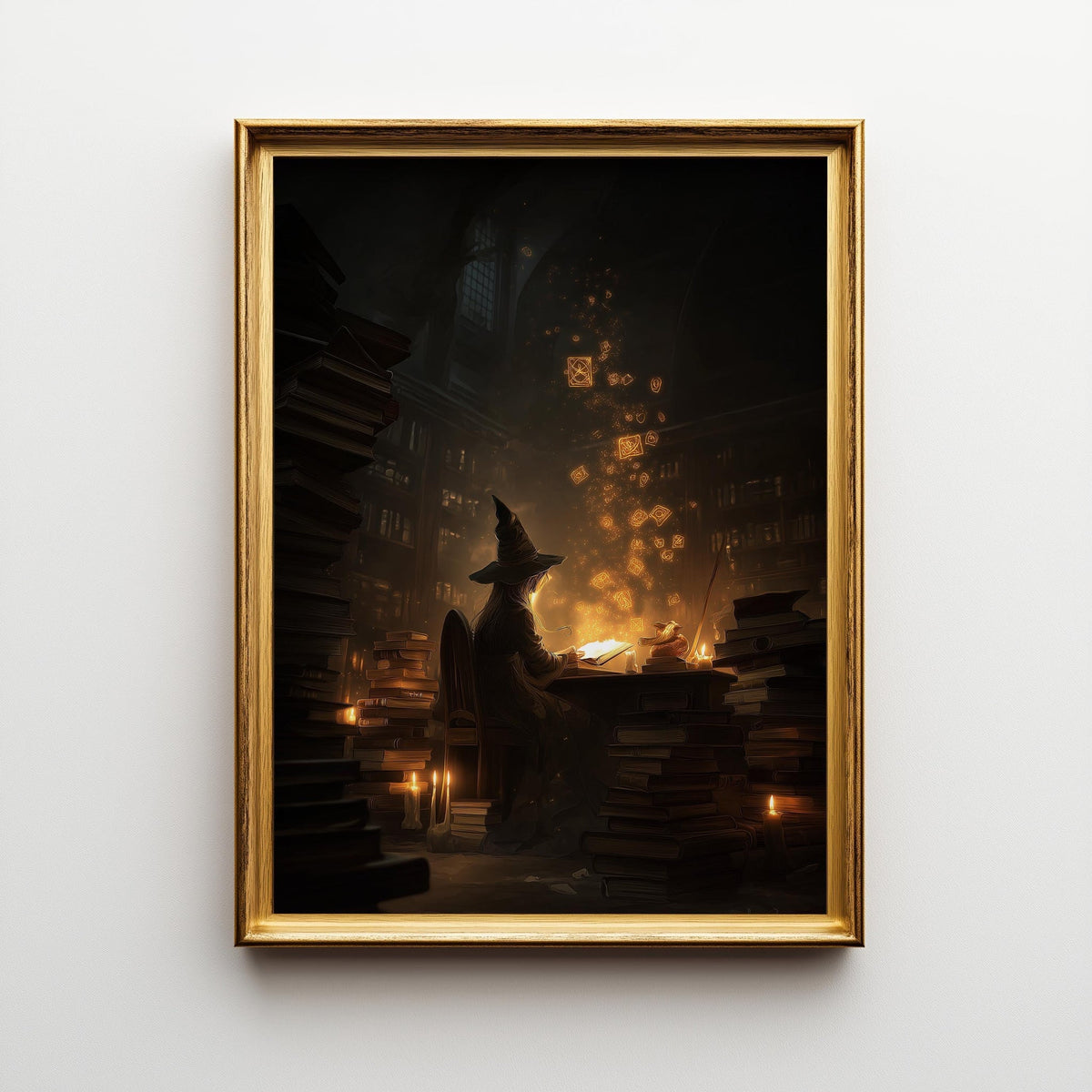 Dark Academia Witch Wall Art, Magical Library Print, Wizard Study Poster, Fantasy Book Room Décor, Gothic Academia Art, Wi...