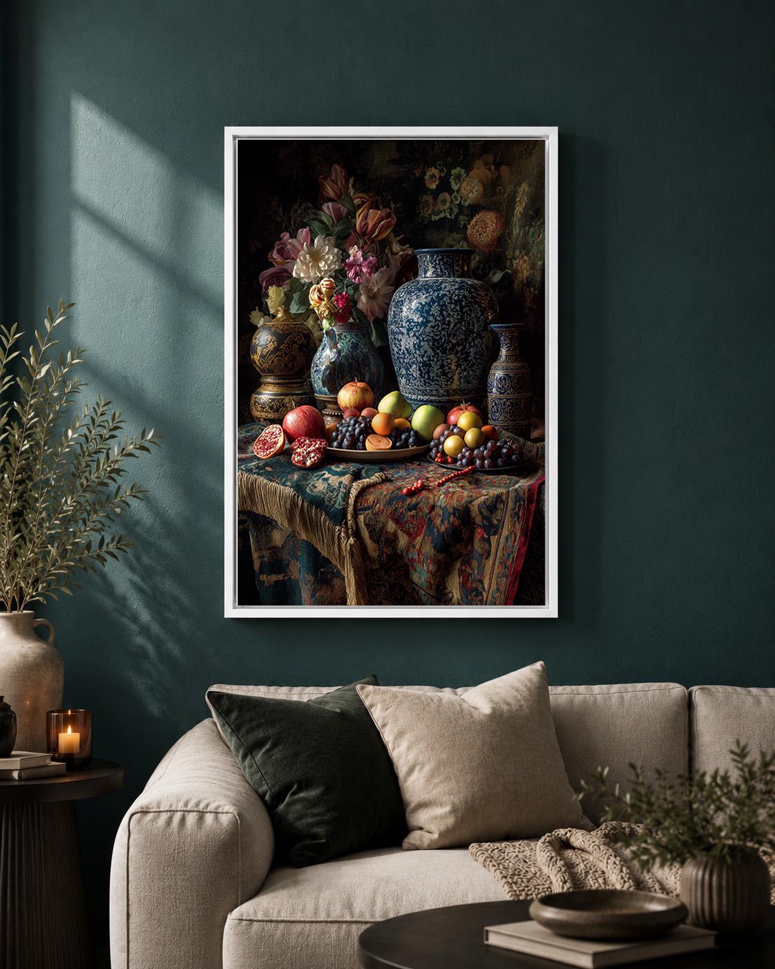 Dark Floral Still Life Framed Canvas Art, Moody Dutch Master Inspired Flowers, Gothic Decor by The Wall Art Studio - physical