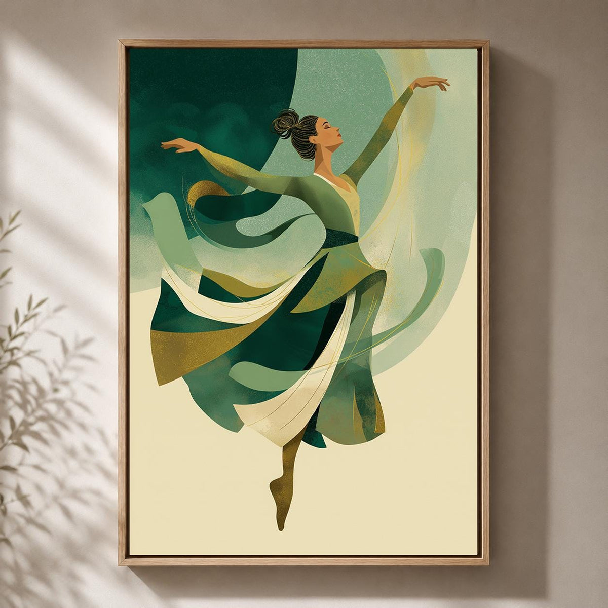 Emerald Green Irish Dancer Framed Canvas Art, Celtic Step Dance Print, Framed Wall Decor by The Wall Art Studio - physical