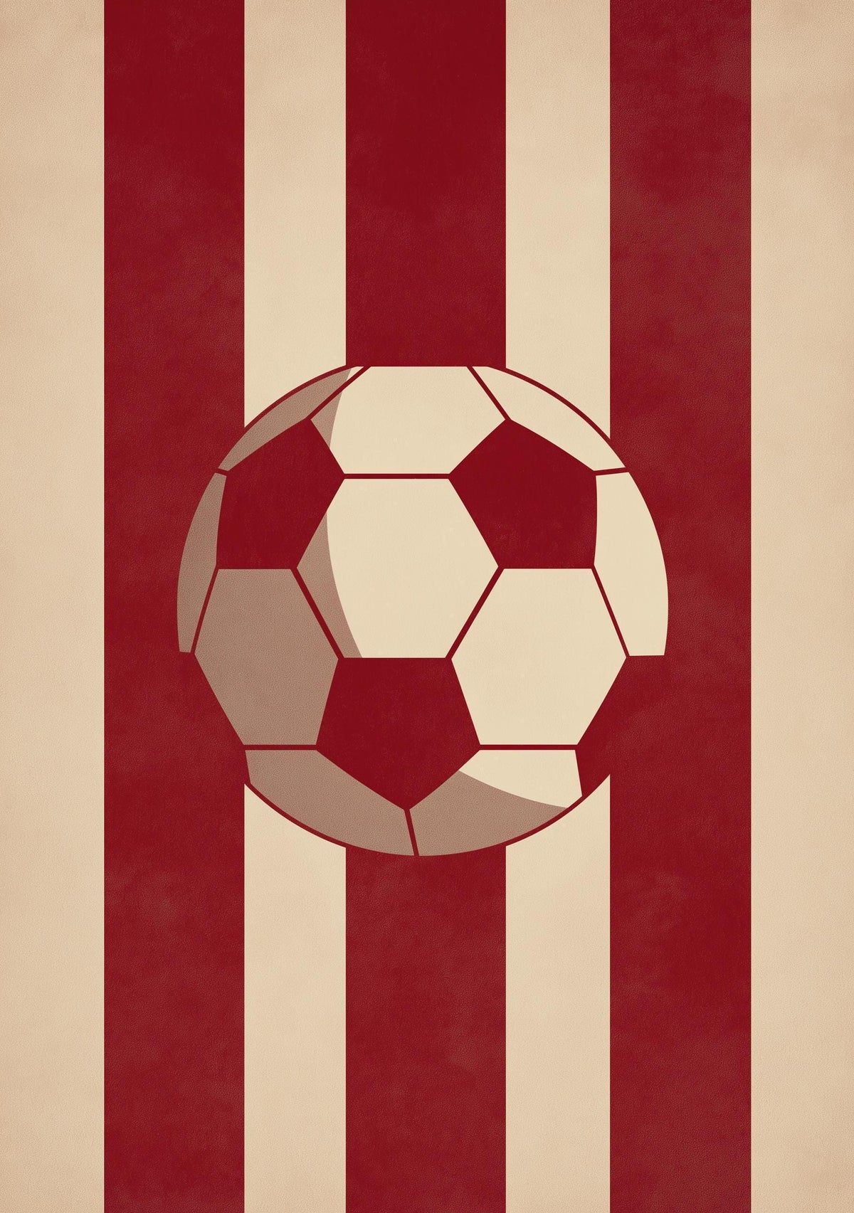 Football Stripe Wall Art, Red Soccer Poster, Sports Room Decor, Minimal Football Print, Soccer Ball Artwork, Boys Room Dec...