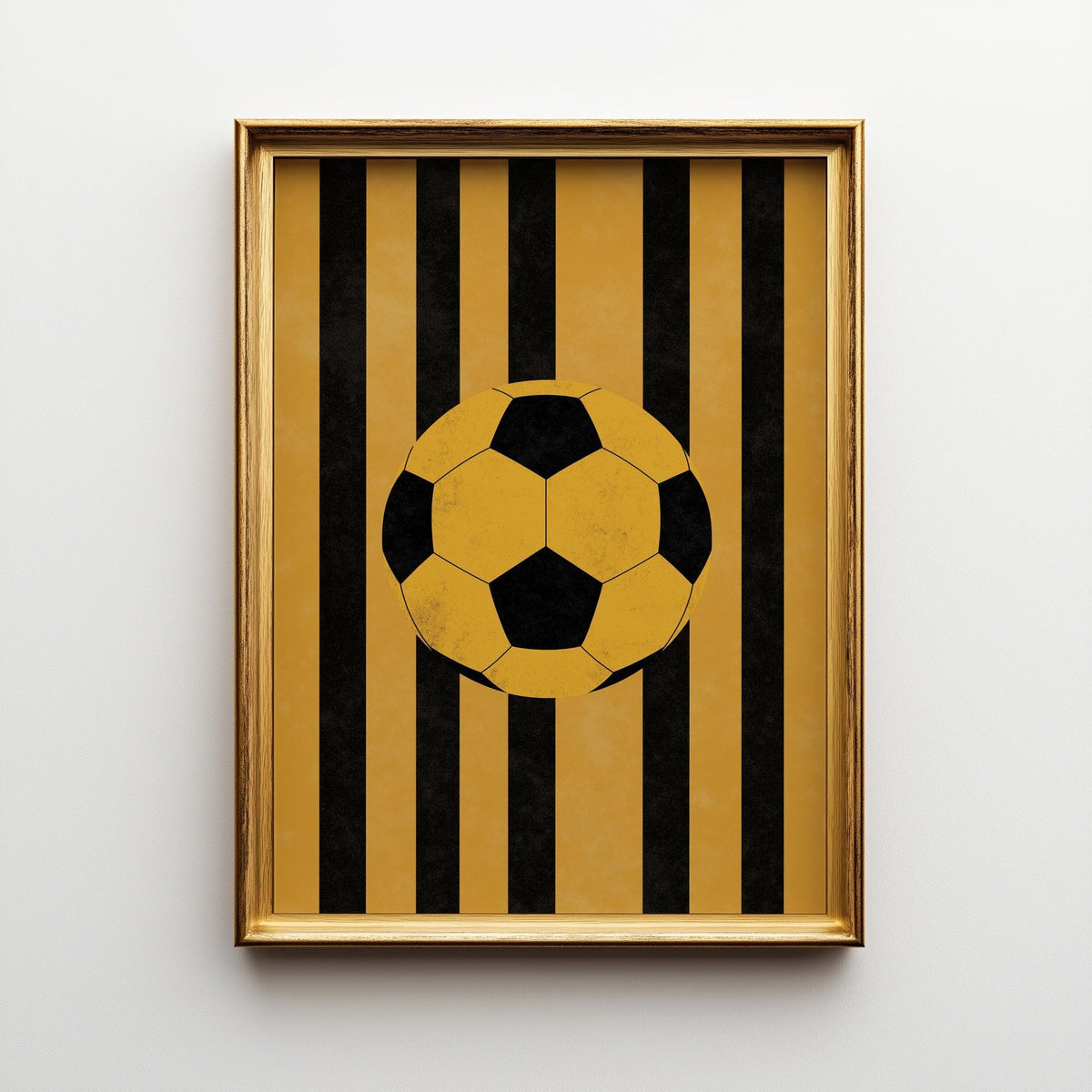Football Wall Art, Soccer Ball Print, Kids Football Room Decor, Sports Nursery Art, Yellow Black Stripe Soccer Poster (Fra...
