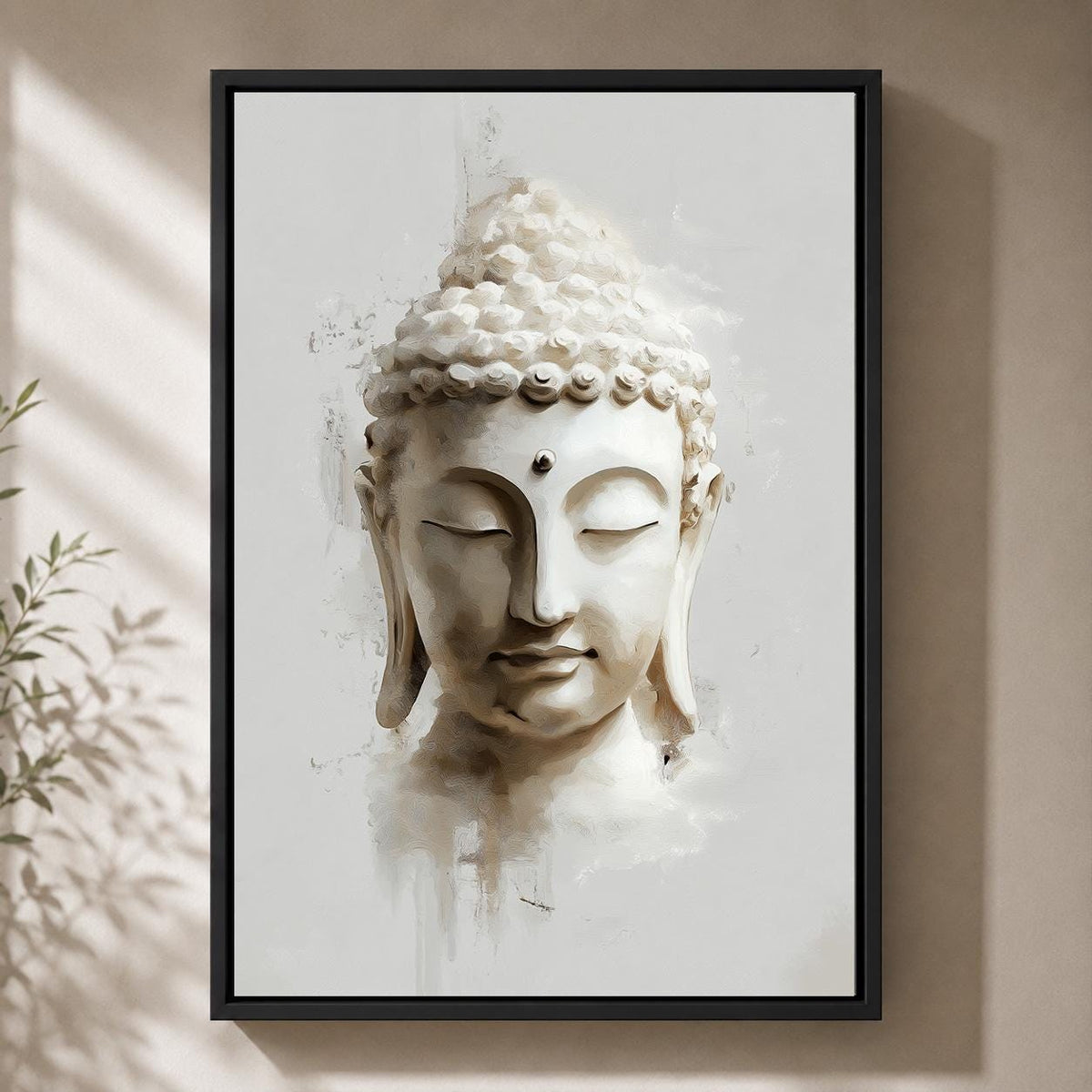 Framed Buddha Framed Canvas Wall Art, Minimal Neutral Zen Artwork, Modern Meditation Spiritual Canvas Decor by The Wall Ar...