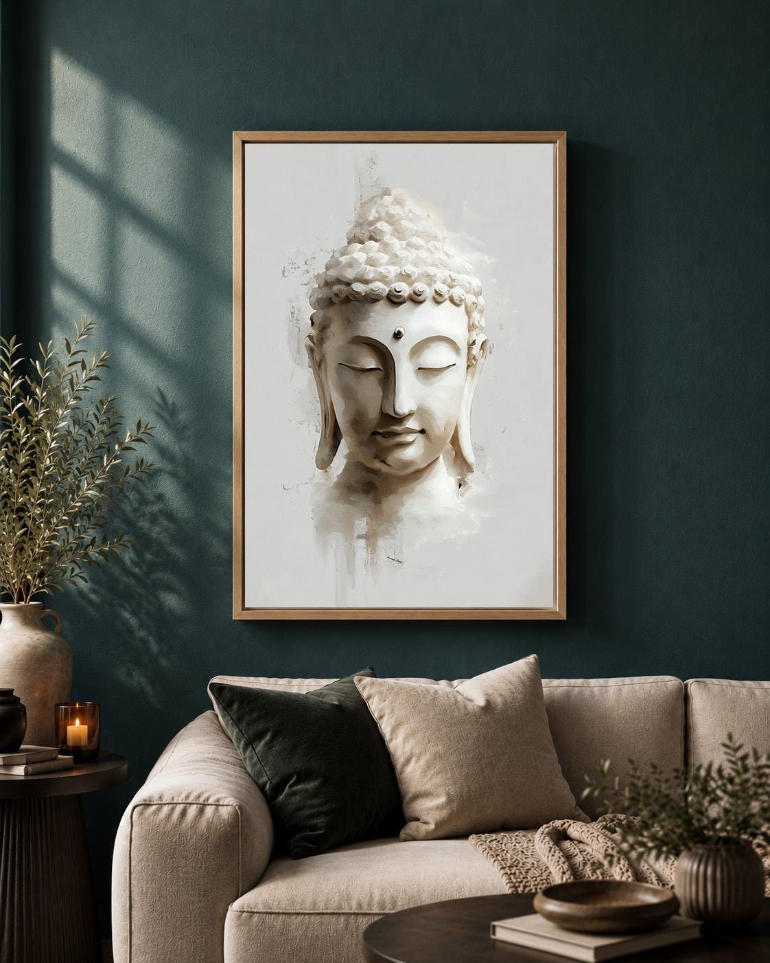 Framed Buddha Framed Canvas Wall Art, Minimal Neutral Zen Artwork, Modern Meditation Spiritual Canvas Decor by The Wall Ar...