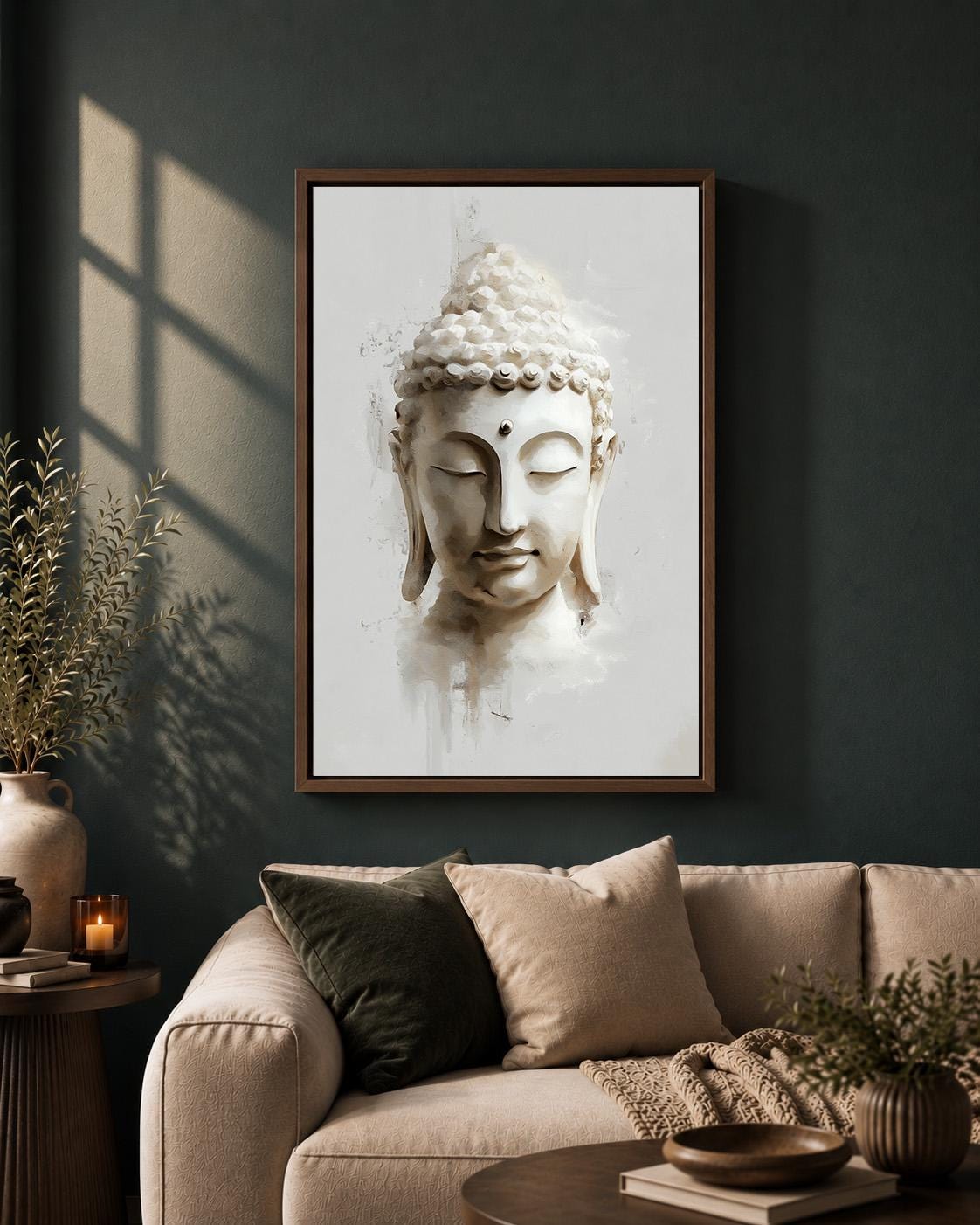 Framed Buddha Framed Canvas Wall Art, Minimal Neutral Zen Artwork, Modern Meditation Spiritual Canvas Decor by The Wall Ar...