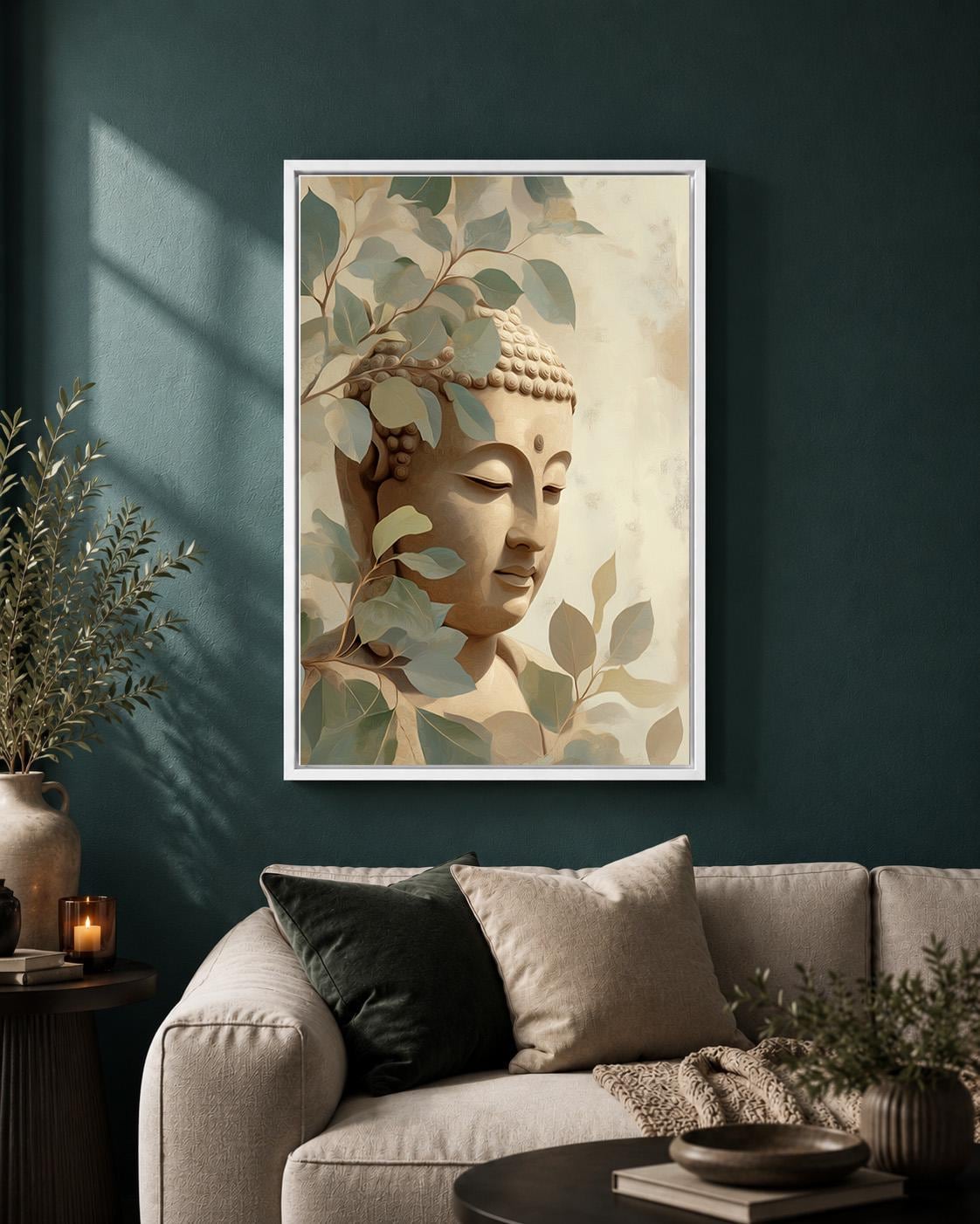 Framed Buddha Framed Canvas Wall Art, Neutral Zen Meditation Artwork, Japandi Spiritual Botanical Canvas Decor by The Wall...