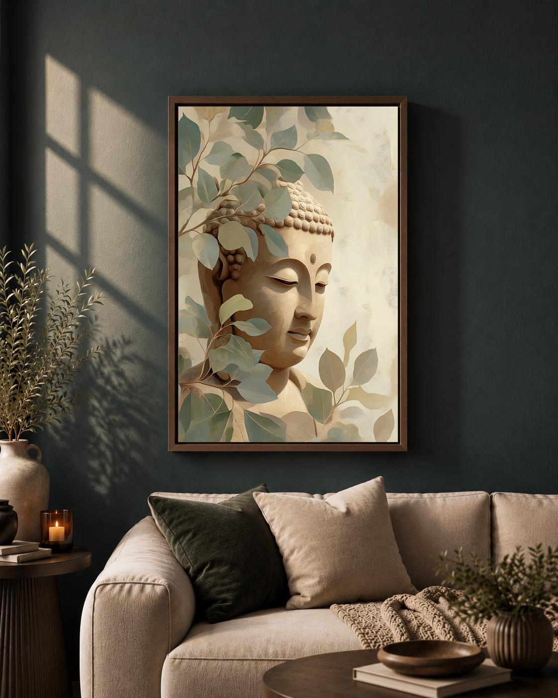 Framed Buddha Framed Canvas Wall Art, Neutral Zen Meditation Artwork, Japandi Spiritual Botanical Canvas Decor by The Wall...