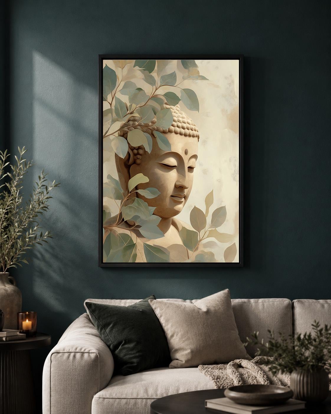 Framed Buddha Framed Canvas Wall Art, Neutral Zen Meditation Artwork, Japandi Spiritual Botanical Canvas Decor by The Wall...